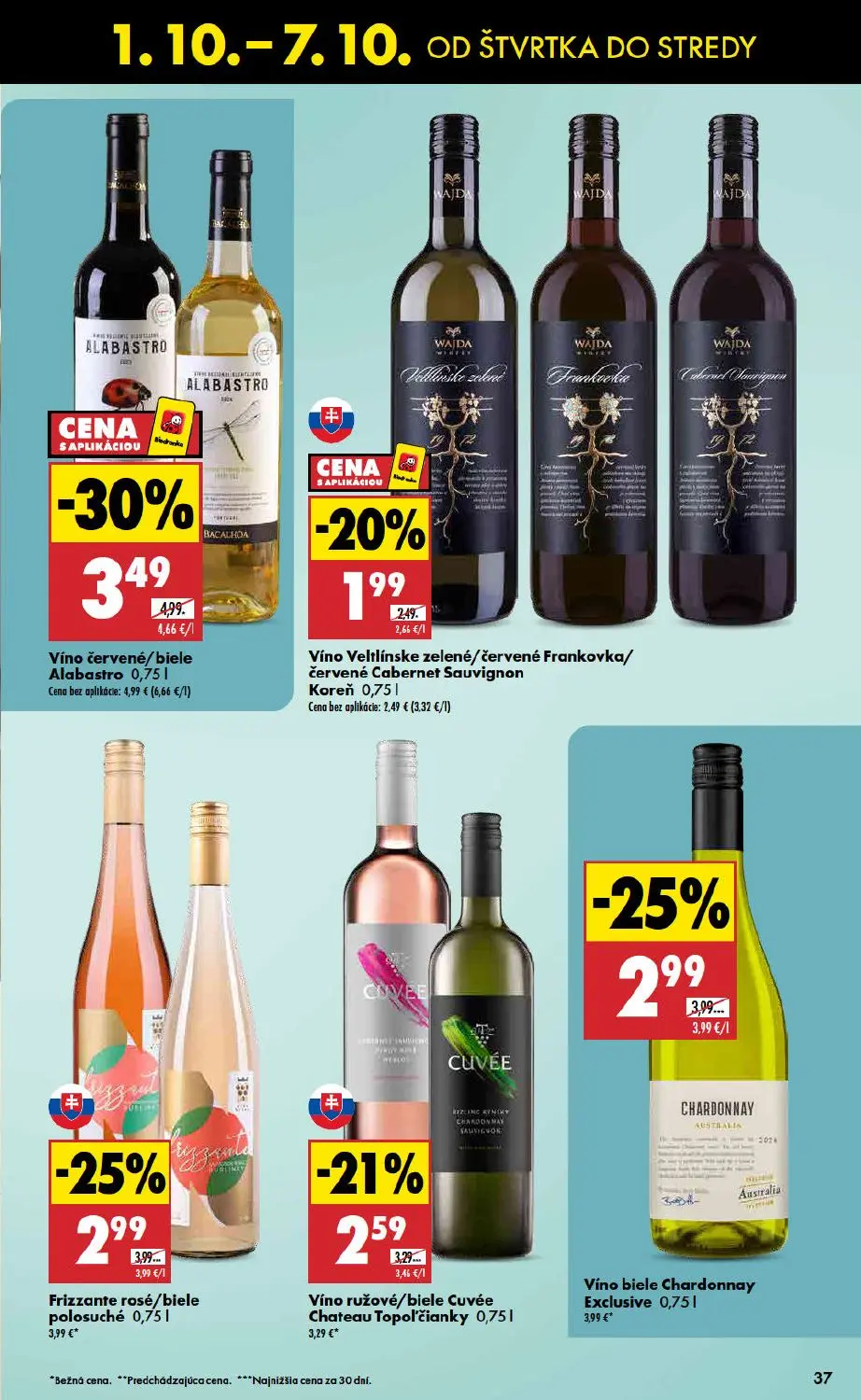 Biedronka leták, strana 37 z 48 — Víno červené/biele Alabastro, Frizzante rosé/biele polosuché, Víno biele Chardonnay Exclus…