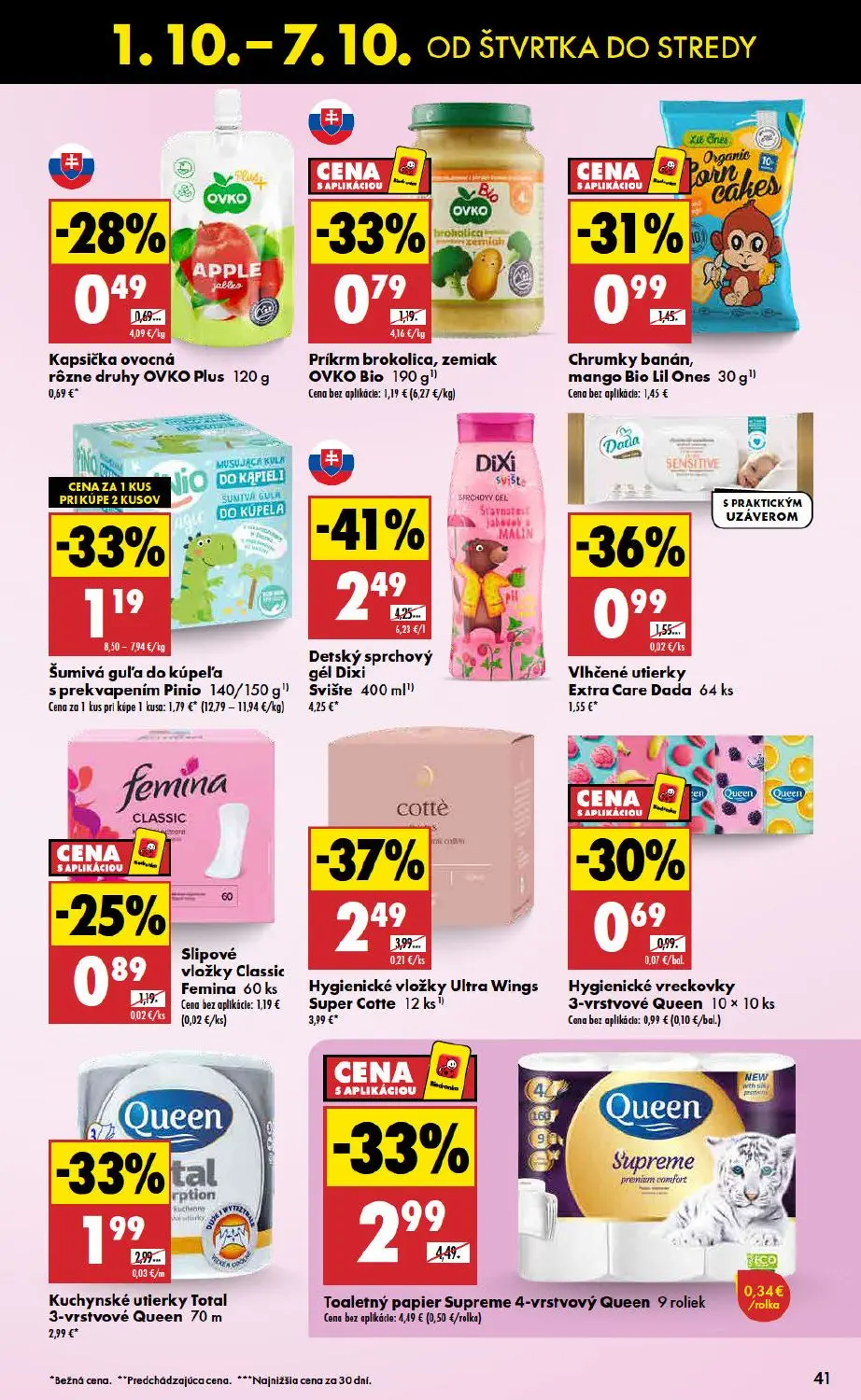 Biedronka leták, strana 41 z 48 — Detský sprchový gél Dixi Svište, Hygienické vložky Ultra Wings Super Cotte, Toaletný papie…