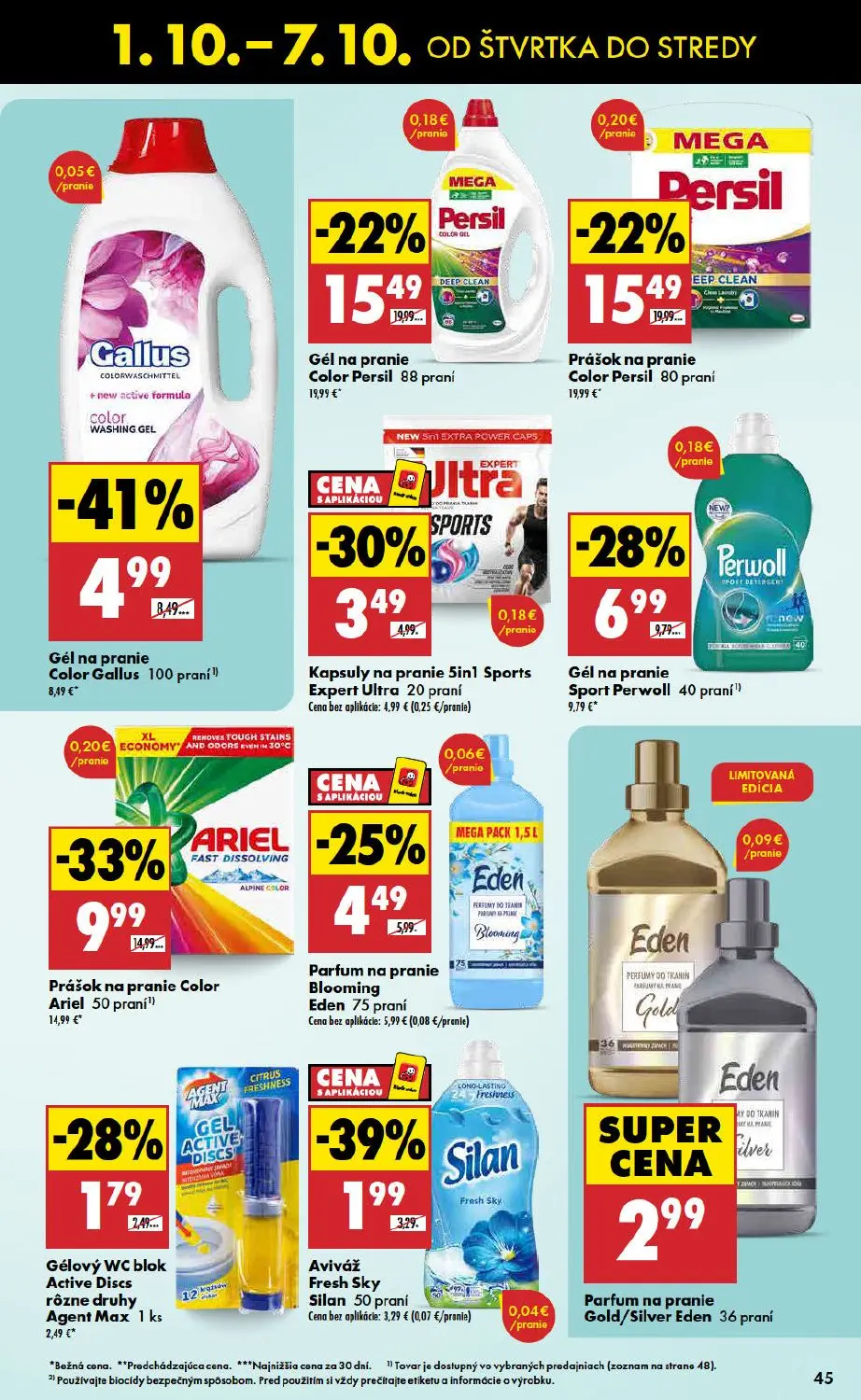 Biedronka leták, strana 45 z 48 — Prášok na pranie Color Ariel, Gél na pranie Color Persil, Prášok na pranie Color Persil
