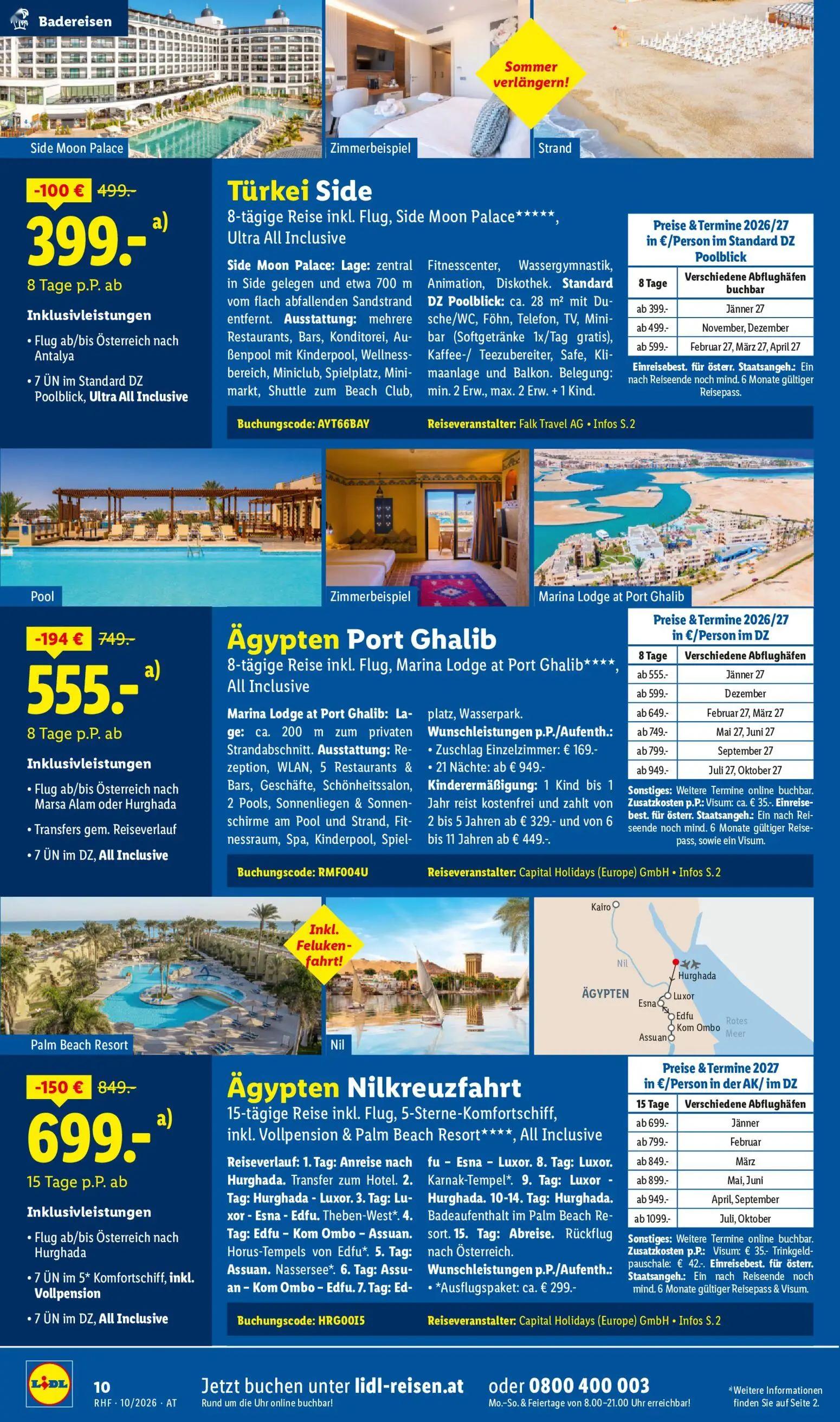 Lidl Prospekt, Seite 10 von 24 — Ägypten Port Ghalib, Ägypten Nilkreuzfahrt, Side Moon Palace