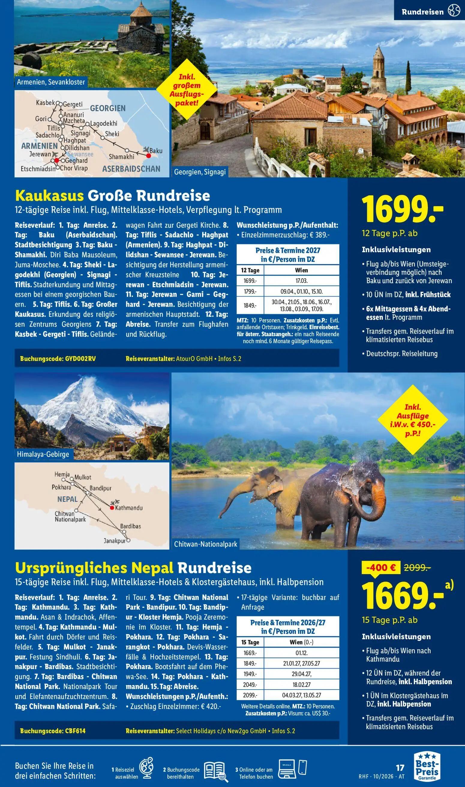 Lidl Prospekt, Seite 17 von 24 — Ursprüngliches Nepal Rundreise, Kaukasus Große Rundreise