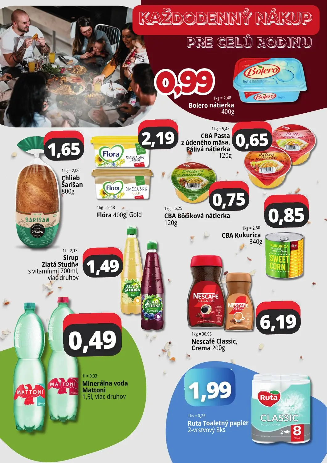 Cba Komfos OC Madaras leták, strana 2 z 4 — Bolero nátierka, Chlieb Šarišan, CBA Pasta z údeného masa, Pálivá nátierka