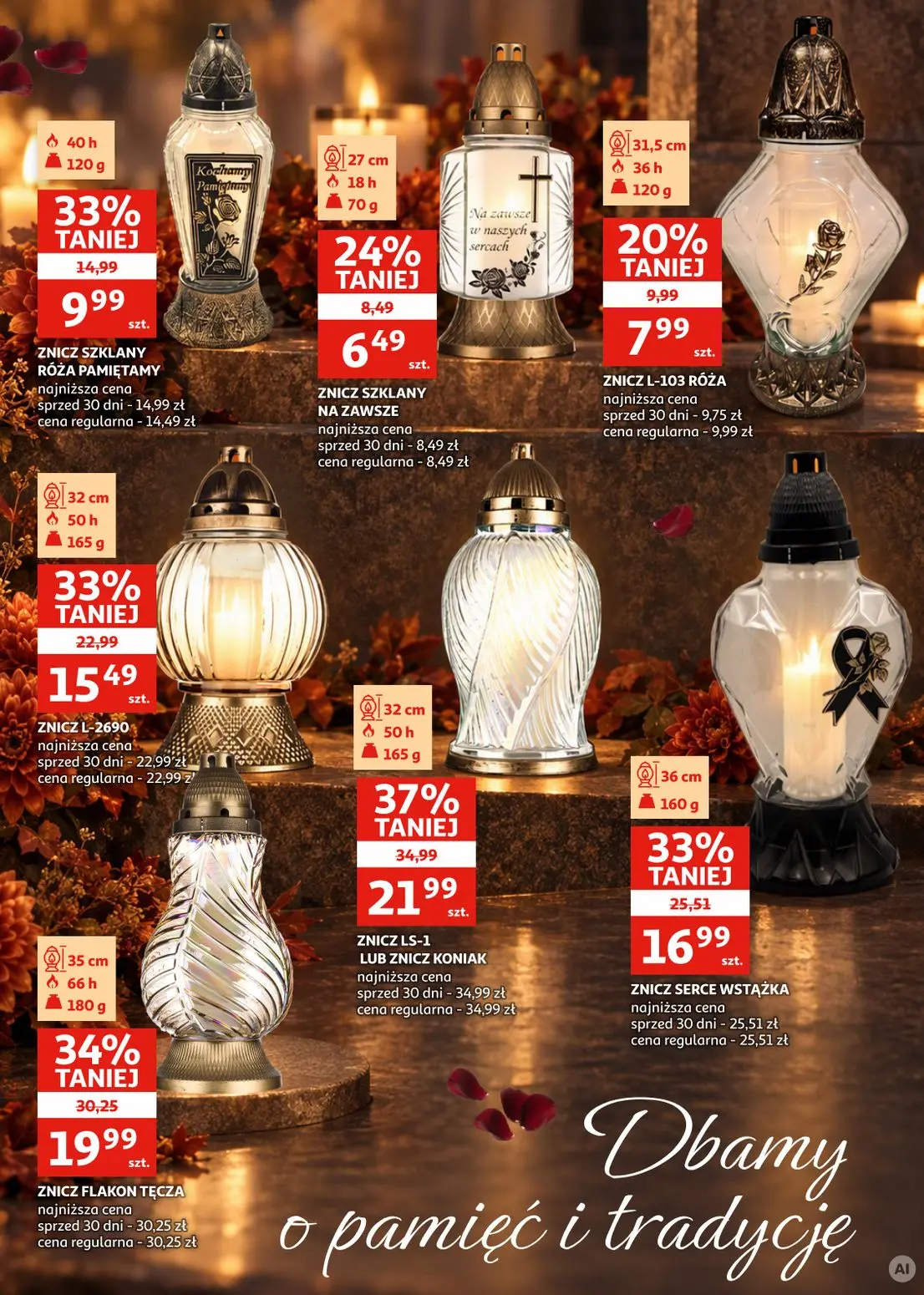 Auchan gazetka, strona 4 z 11 — ZNICZ LS-1 LUB ZNICZ KONIAK, ZNICZ FLAKON TĘCZA, ZNICZ SERCE WSTĄŻKA