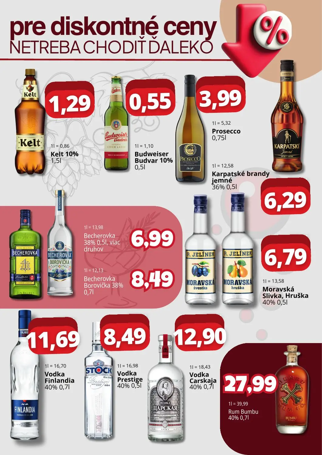 Cba Komfos OC Madaras leták, strana 4 z 4 — Kelt 10%, Budweiser Budvar 10%, Prosecco