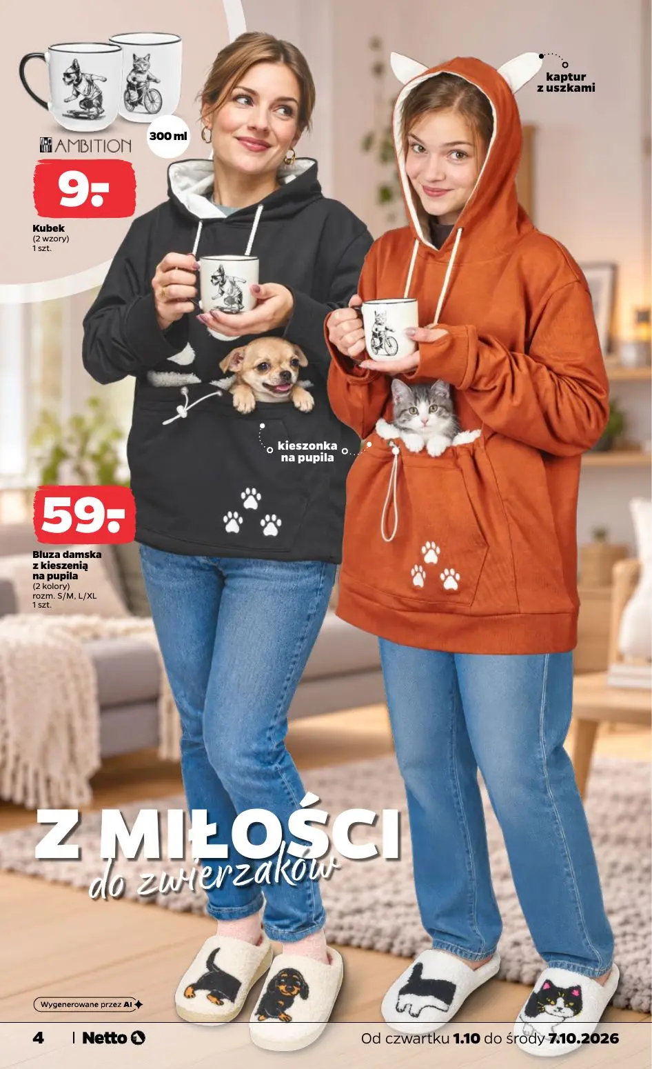 NETTO gazetka, strona 4 z 12 — Kubek, Bluza damska z kieszenią na pupila
