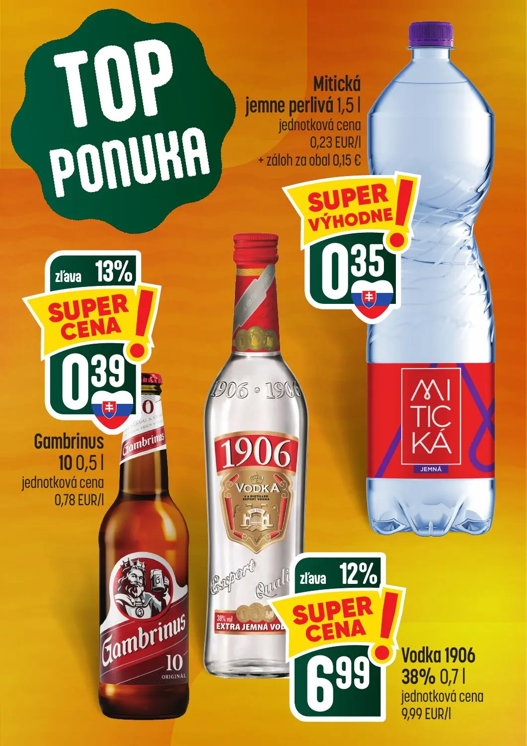 Coop Tempo leták, strana 5 z 62 — Vodka 1906, Gambrinus 10, Mitická jemne perlivá