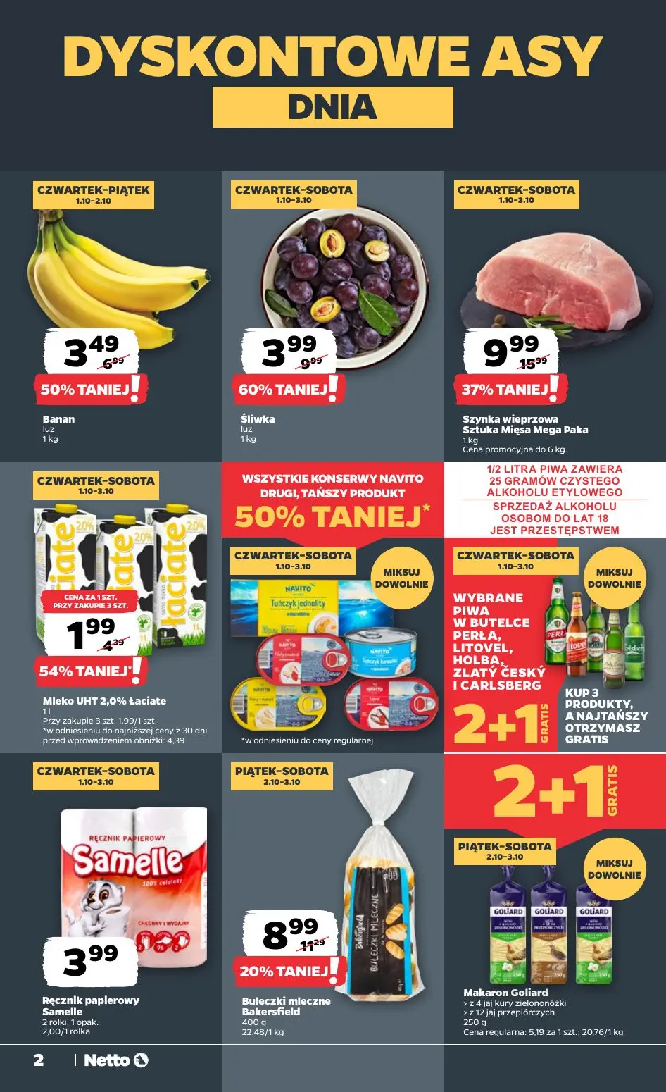 NETTO gazetka, strona 2 z 20 — Śliwka, Szynka wieprzowa, Banan