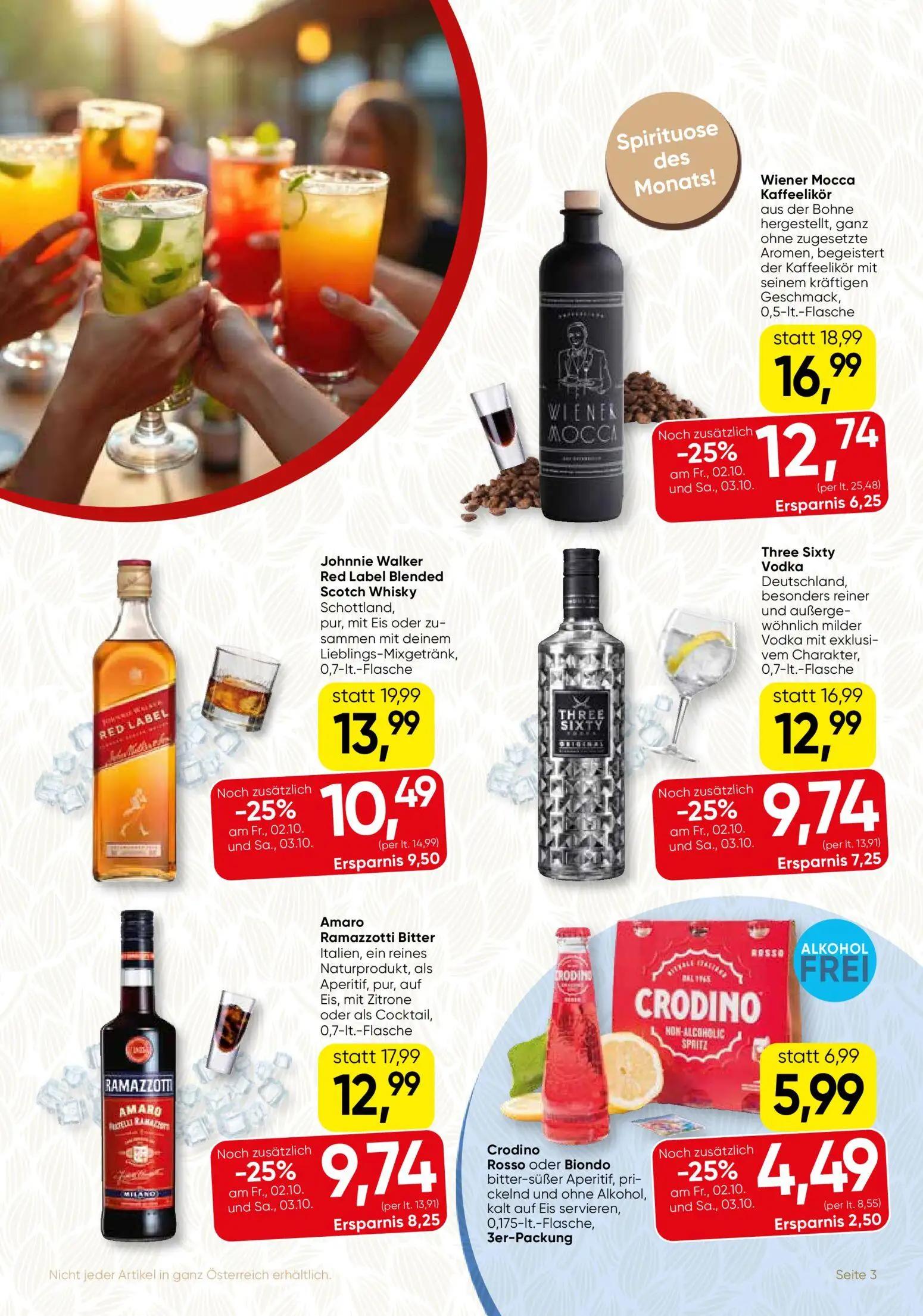 Spar Gourmet Prospekt, Seite 3 von 8 — Johnnie Walker Red Label Blended Scotch Whisky, Amaro Ramazzotti Bitter, Three Sixty …
