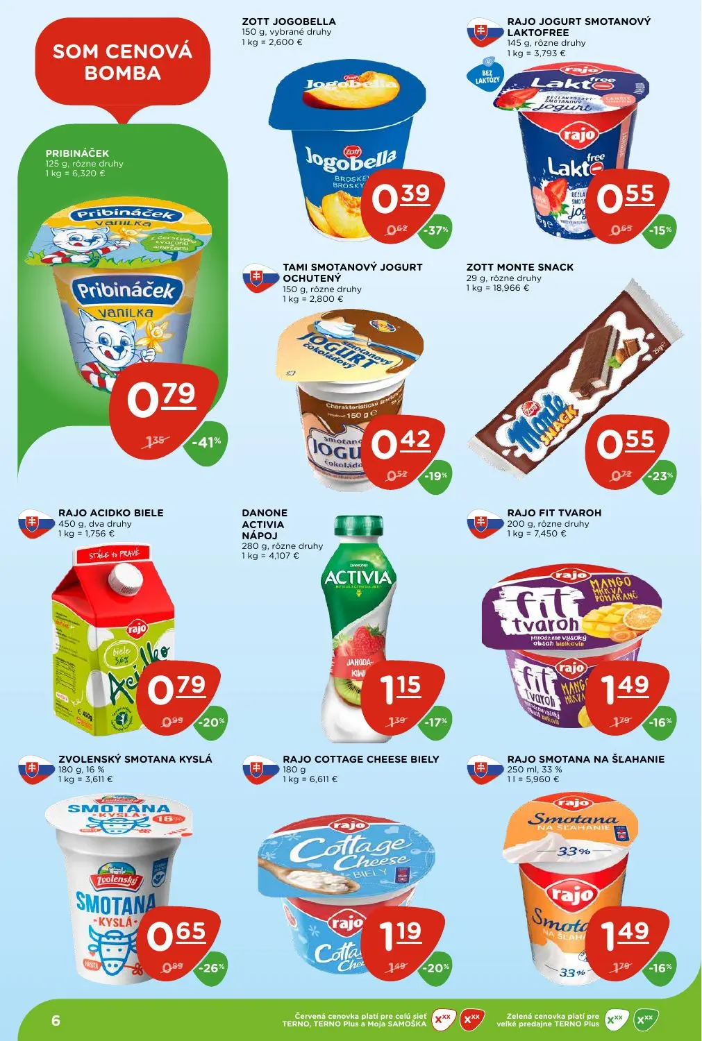 Terno leták, strana 6 z 28 — PRIBINÁČEK, RAJO FIT TVAROH, RAJO COTTAGE CHEESE BIELY