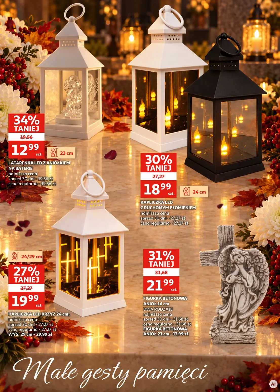 Auchan gazetka, strona 7 z 11 — FIGURKA BETONOWA ANIOŁ, KAPLICZKA LED Z RUCHOMYM PŁOMIENIEM, KAPLICZKA LED KRZYŻ