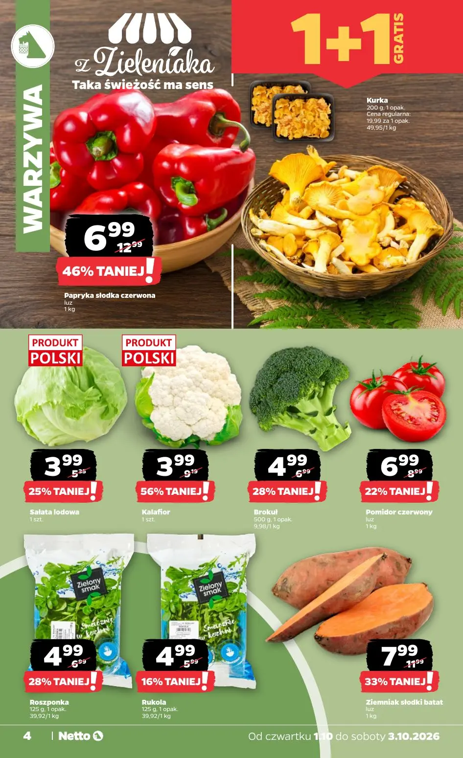 NETTO gazetka, strona 4 z 20 — Papryka słodka czerwona, Kalafior, Ziemniak słodki batat