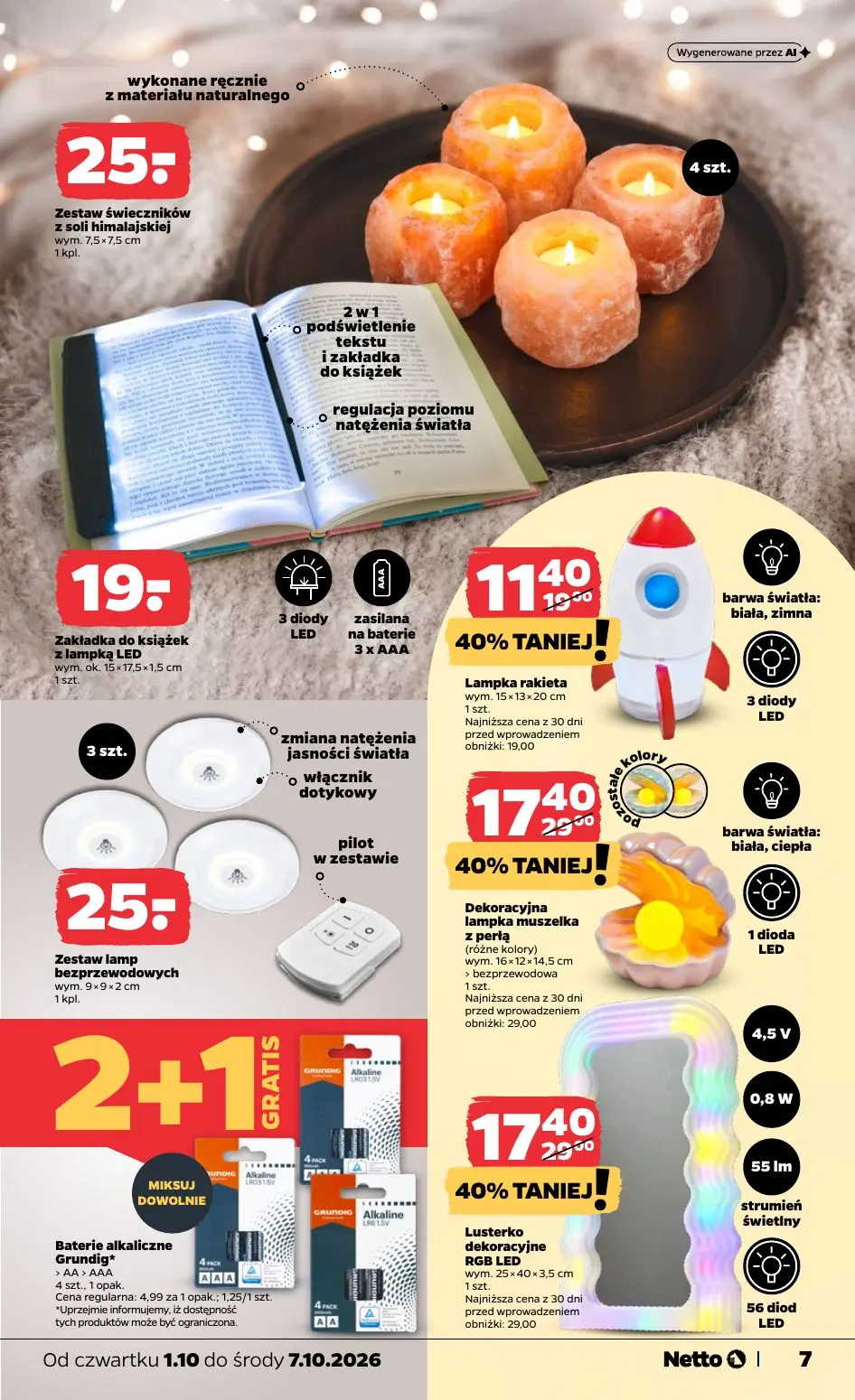 NETTO gazetka, strona 7 z 12 — Dekoracyjna lampka muszelka z perłą, Lusterko dekoracyjne RGB LED, Lampka rakieta