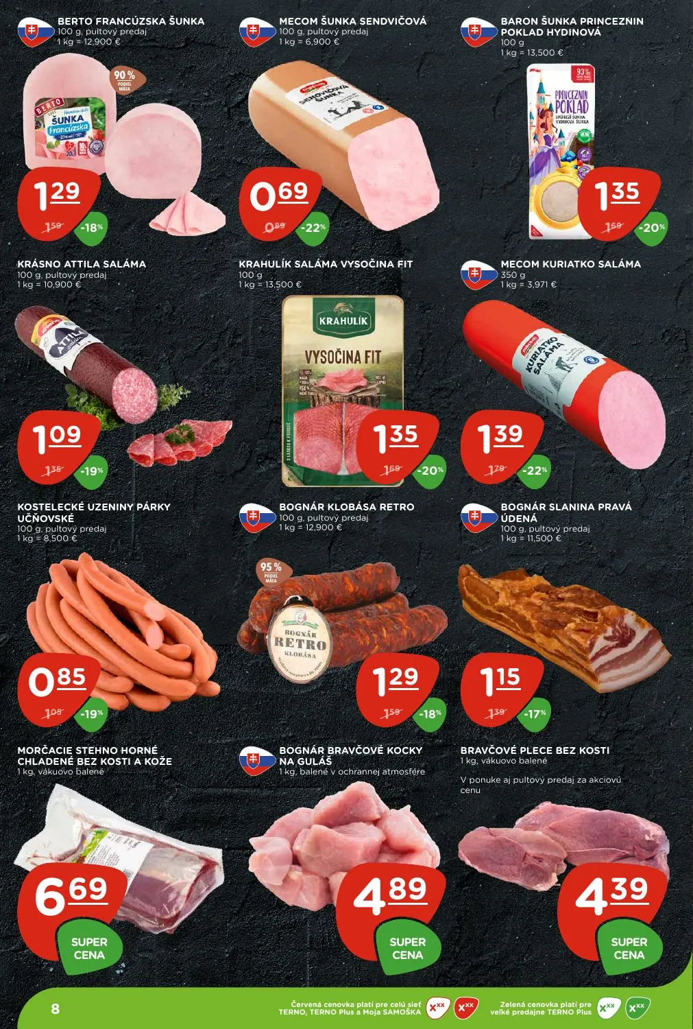 Terno leták, strana 8 z 28 — MECOM KURIATKO SALÁMA, BARON ŠUNKA PRINCEZNIN POKLAD HYDINOVÁ, KRAHULÍK SALÁMA VYSOČINA FIT