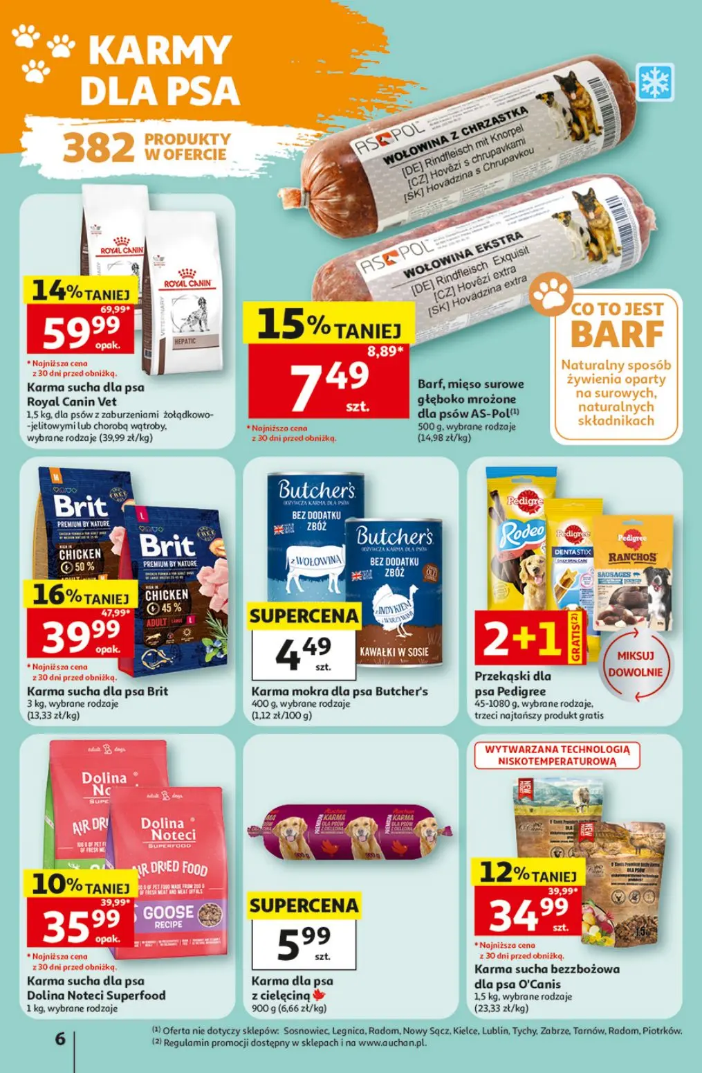 Auchan gazetka, strona 6 z 12 — Karma sucha dla psa Royal Canin Vet, Karma sucha dla psa Brit, Karma sucha bezzbożowa dla ps…