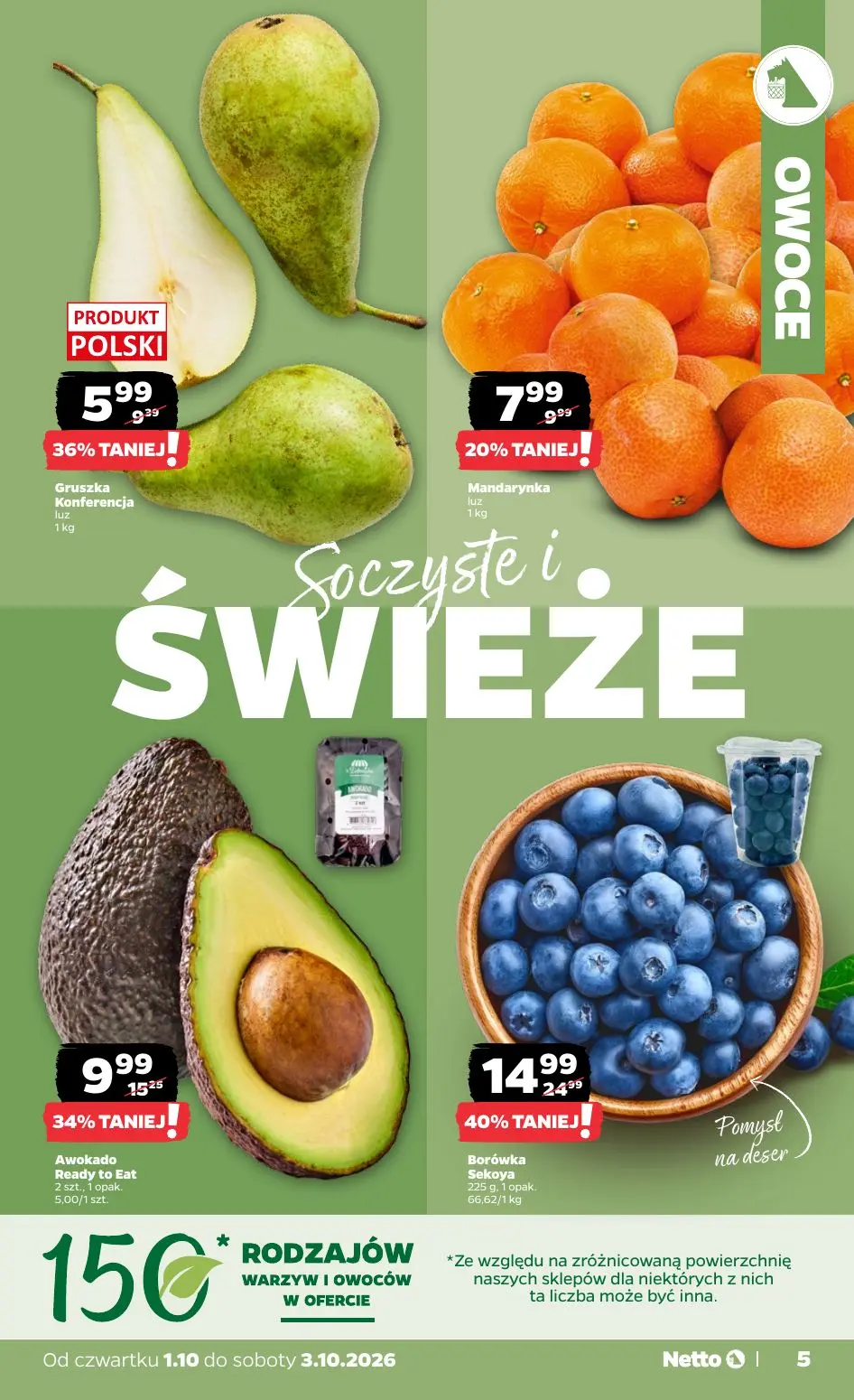 NETTO gazetka, strona 5 z 20 — Borówka Sekoya, Awokado Ready to Eat, Gruszka Konferencja