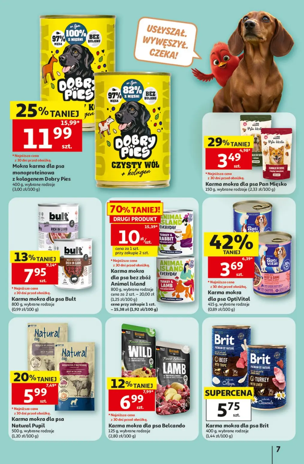 Auchan gazetka, strona 7 z 12 — Karma mokra dla psa bez zbóż Animal Island, Mokra karma dla psa monoproteinowa z kolagenem D…