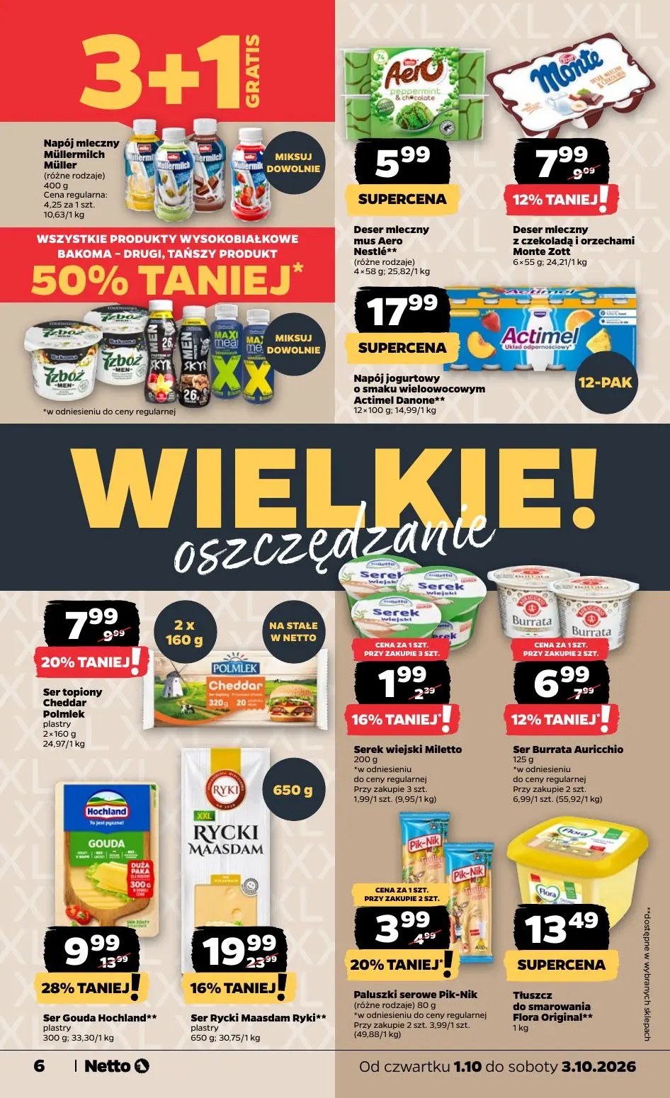 NETTO gazetka, strona 6 z 20 — Ser Gouda Hochland plastry, Ser Rycki Maasdam Ryki plastry, Ser topiony Cheddar Polmlek plast…