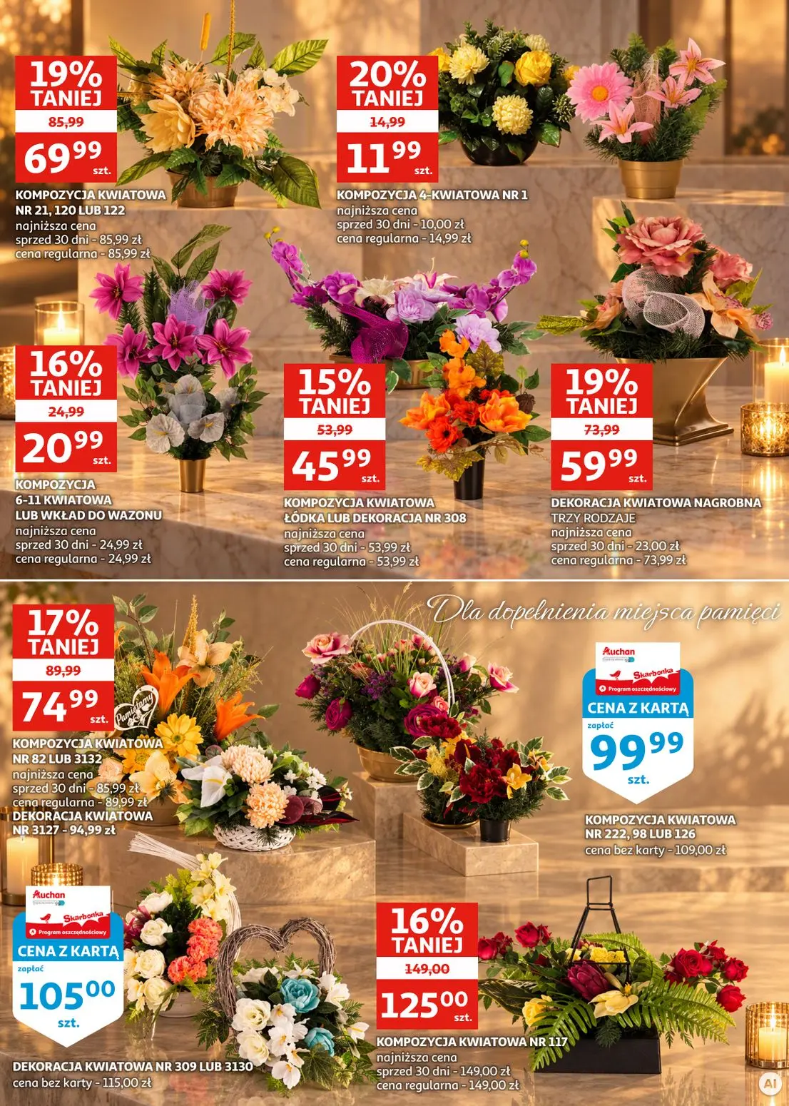 Auchan gazetka, strona 10 z 11 — KOMPOZYCJA KWIATOWA NR 11, KOMPOZYCJA KWIATOWA NR 21, 120 LUB 122, KOMPOZYCJA KWIATOWA NR 8…