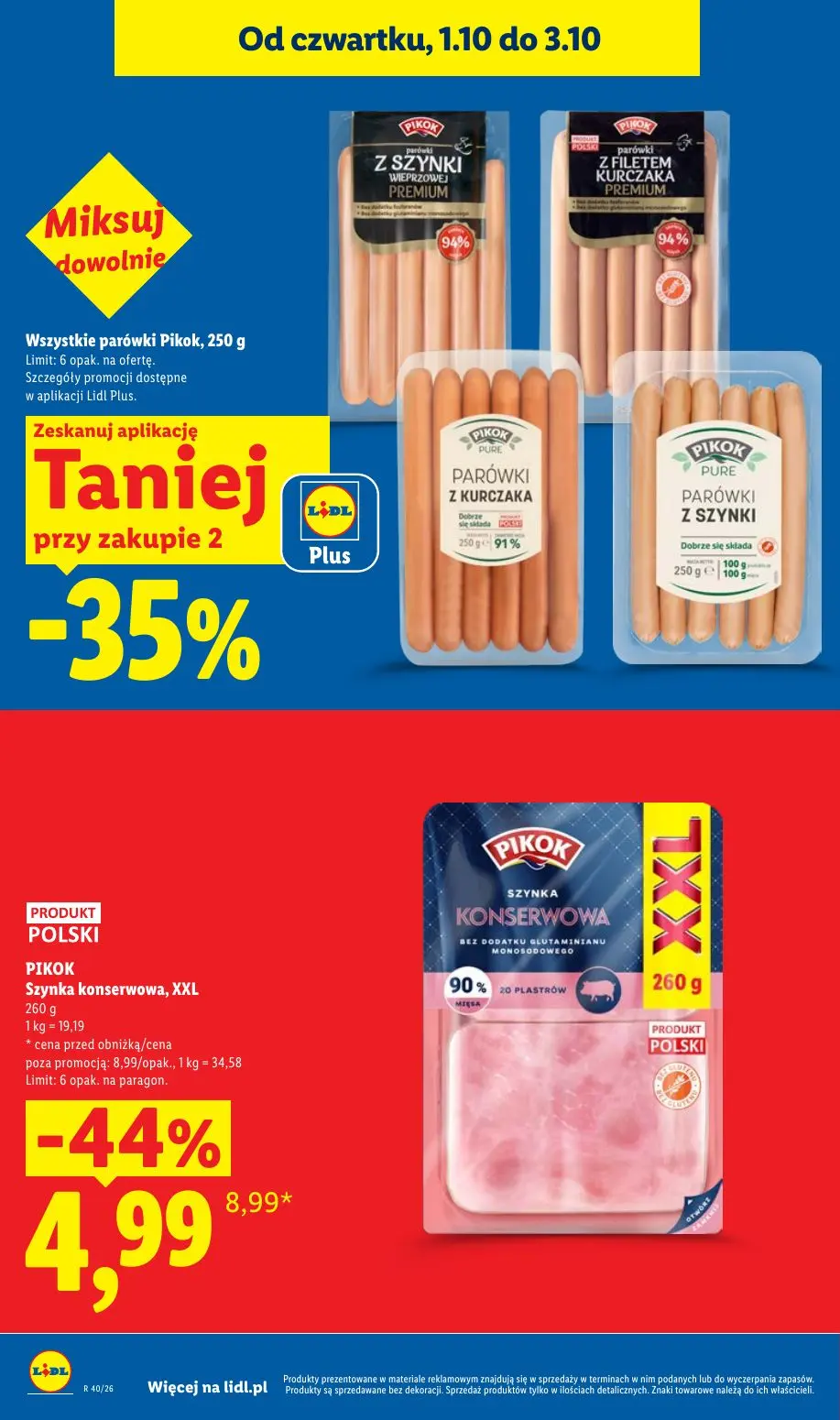 Lidl gazetka, strona 10 z 109 — PIKOK Szynka konserwowa, XXL