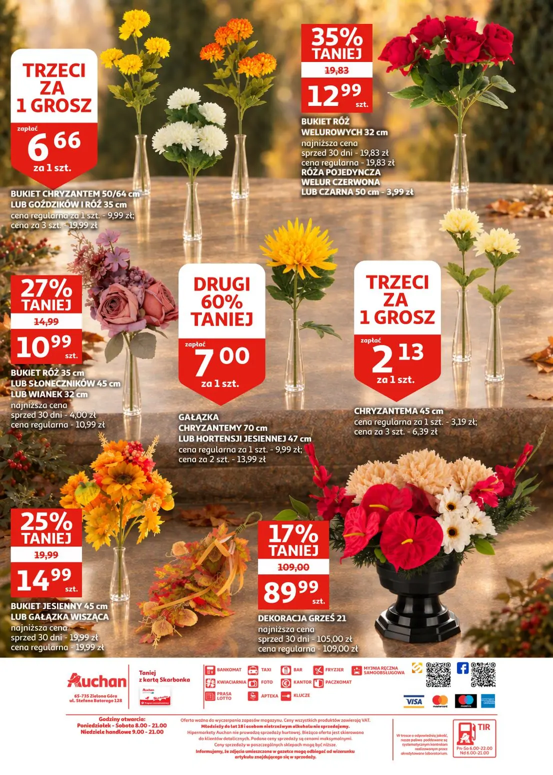 Auchan gazetka, strona 11 z 11 — DEKORACJA GRZEŚ, BUKIET RÓŻ WELUROWYCH, BUKIET JESIENNY