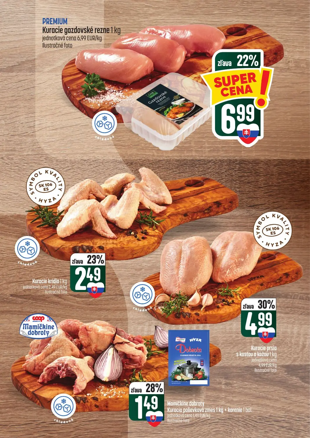 Coop Tempo leták, strana 11 z 62 — Kuracie prsia s kosťou a kožou, Kuracie gazdovské rezne, Kuracie krídla