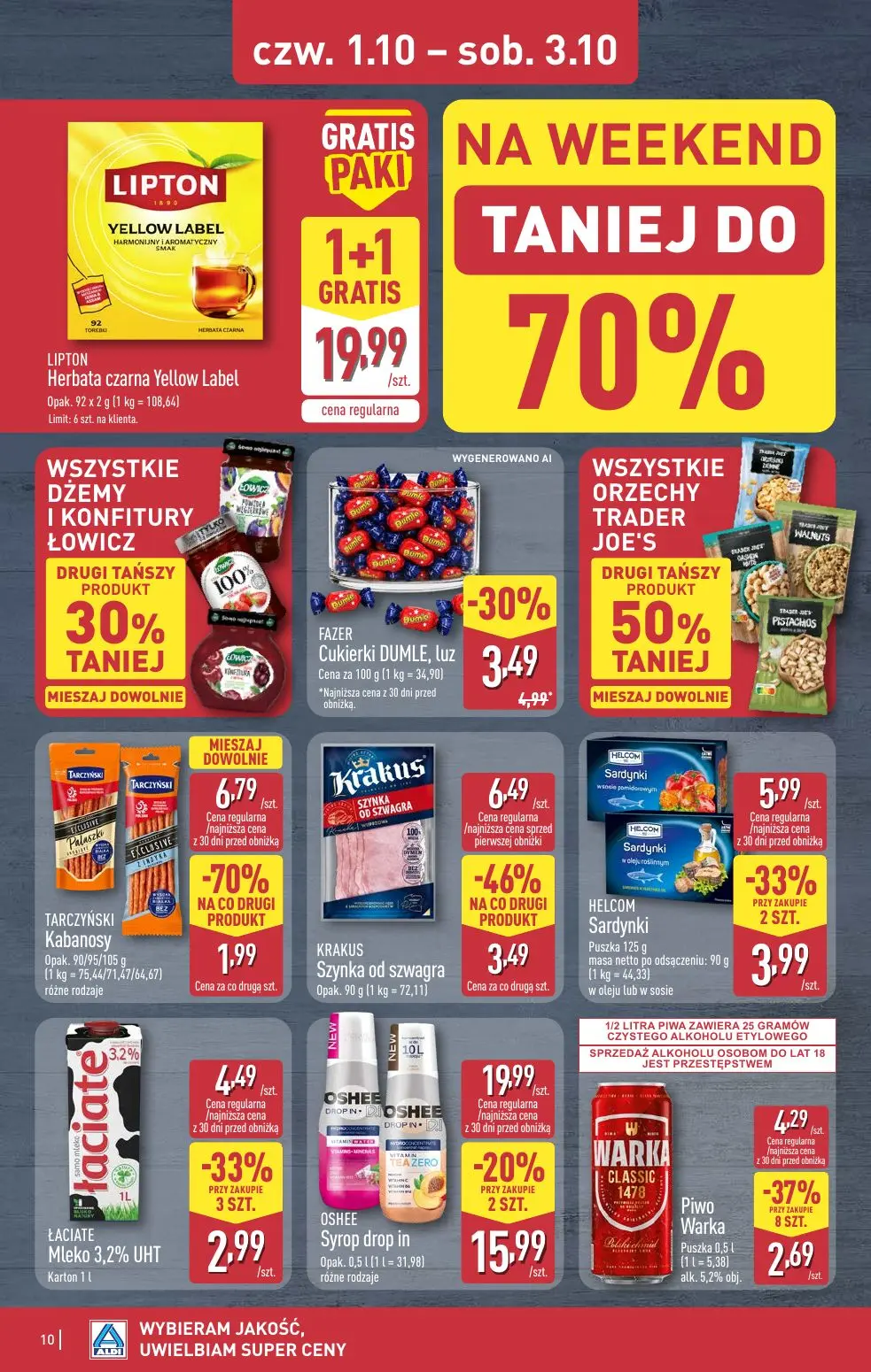ALDI gazetka, strona 10 z 12 — TARCZYŃSKI Kabanosy, OSHEE Syrop drop in, KRAKUS Szynka od szwagra