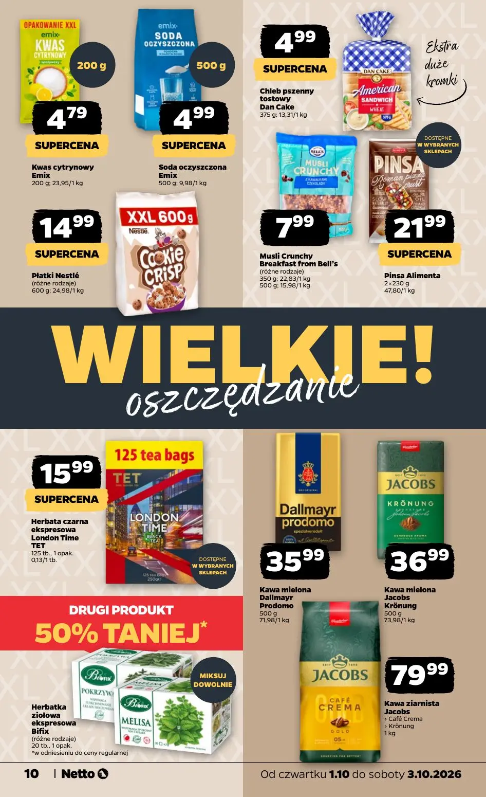 NETTO gazetka, strona 10 z 20 — Kwas cytrynowy Emix, Soda oczyszczona Emix, Chleb pszenny tostowy Dan Cake