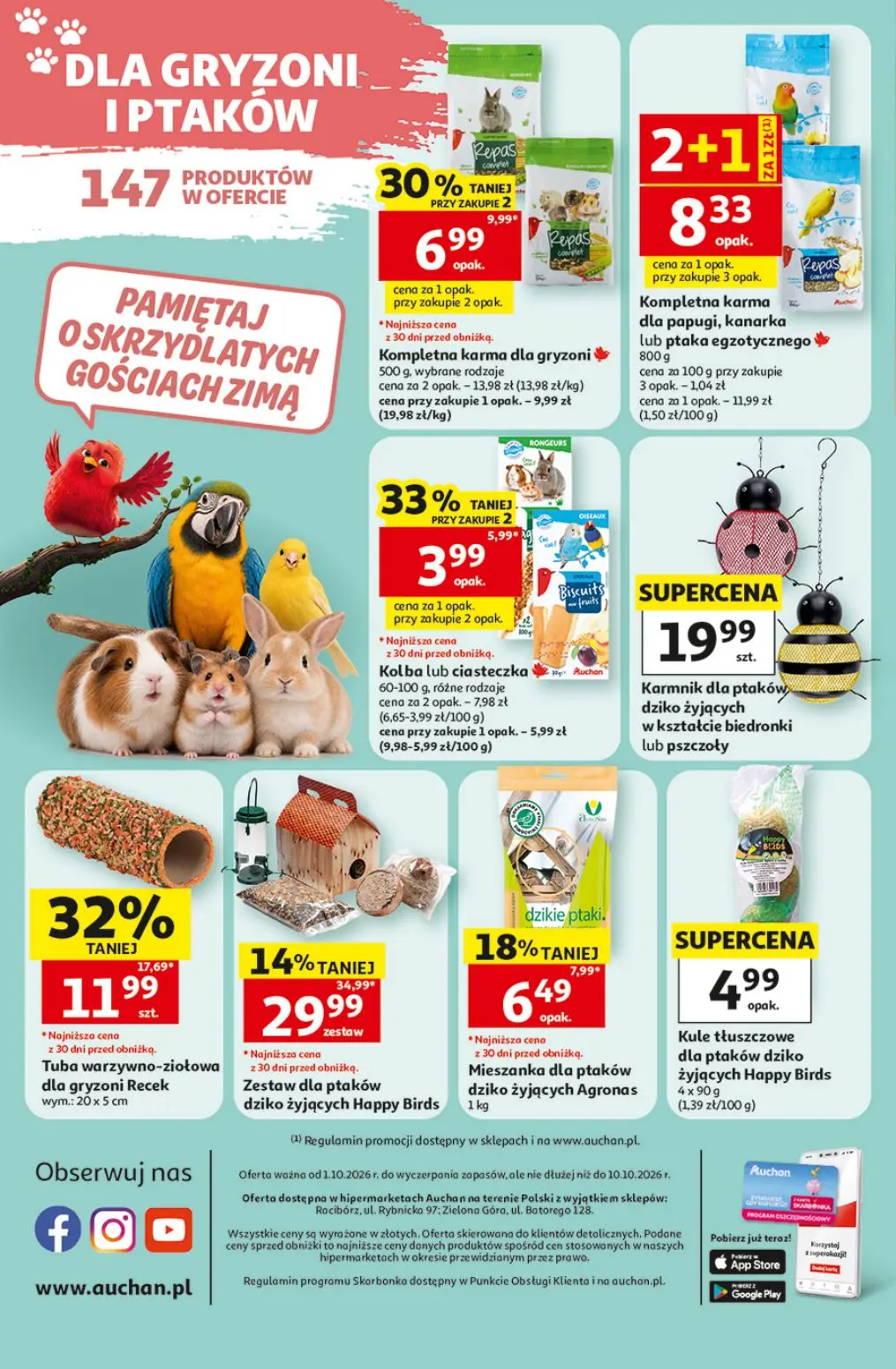 Auchan gazetka, strona 12 z 12 — Tuba warzywno-ziołowa dla gryzoni Recek, Zestaw dla ptaków dziko żyjących Happy Birds, Komp…
