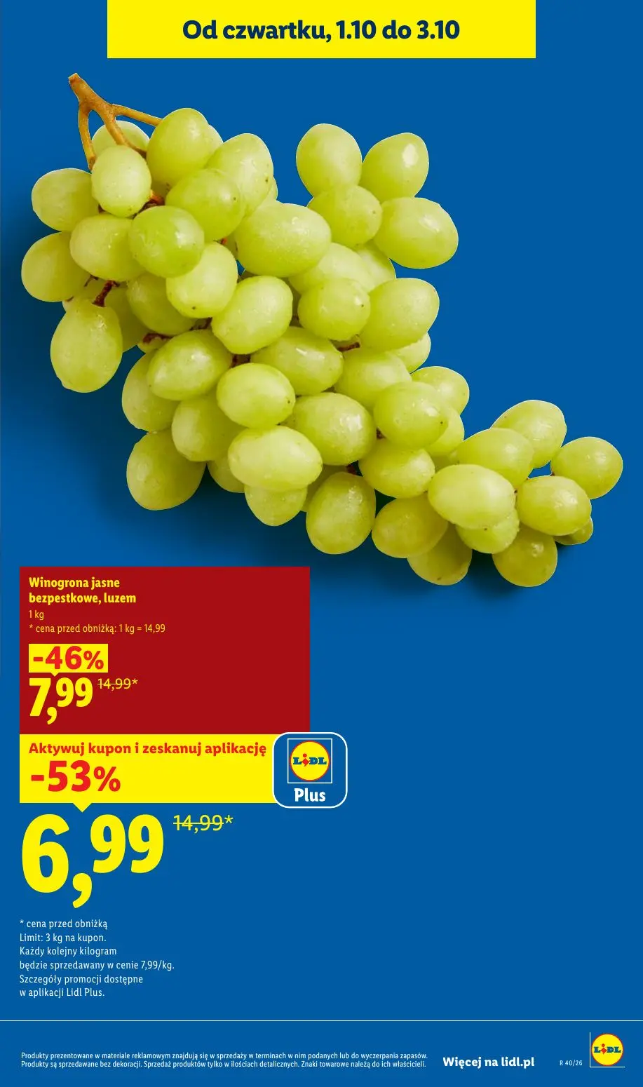 Lidl gazetka, strona 15 z 109 — Winogrona jasne bezpestkowe, luzem
