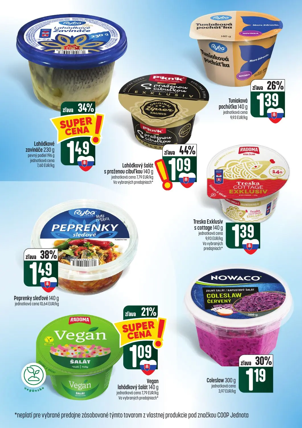 Coop Tempo leták, strana 16 z 62 — Peprenky sleďové, Lahôdkový šalát s praženou cibuľkou, Lahôdkové zavináče