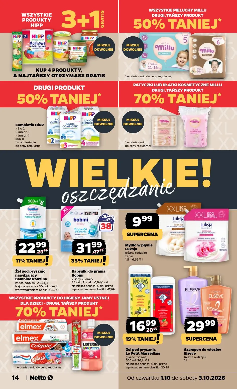 NETTO gazetka, strona 14 z 20 — Kapsułki do prania Bobini Baby Family, żel pod prysznic Le Petit Marseillais, żel pod pryszn…