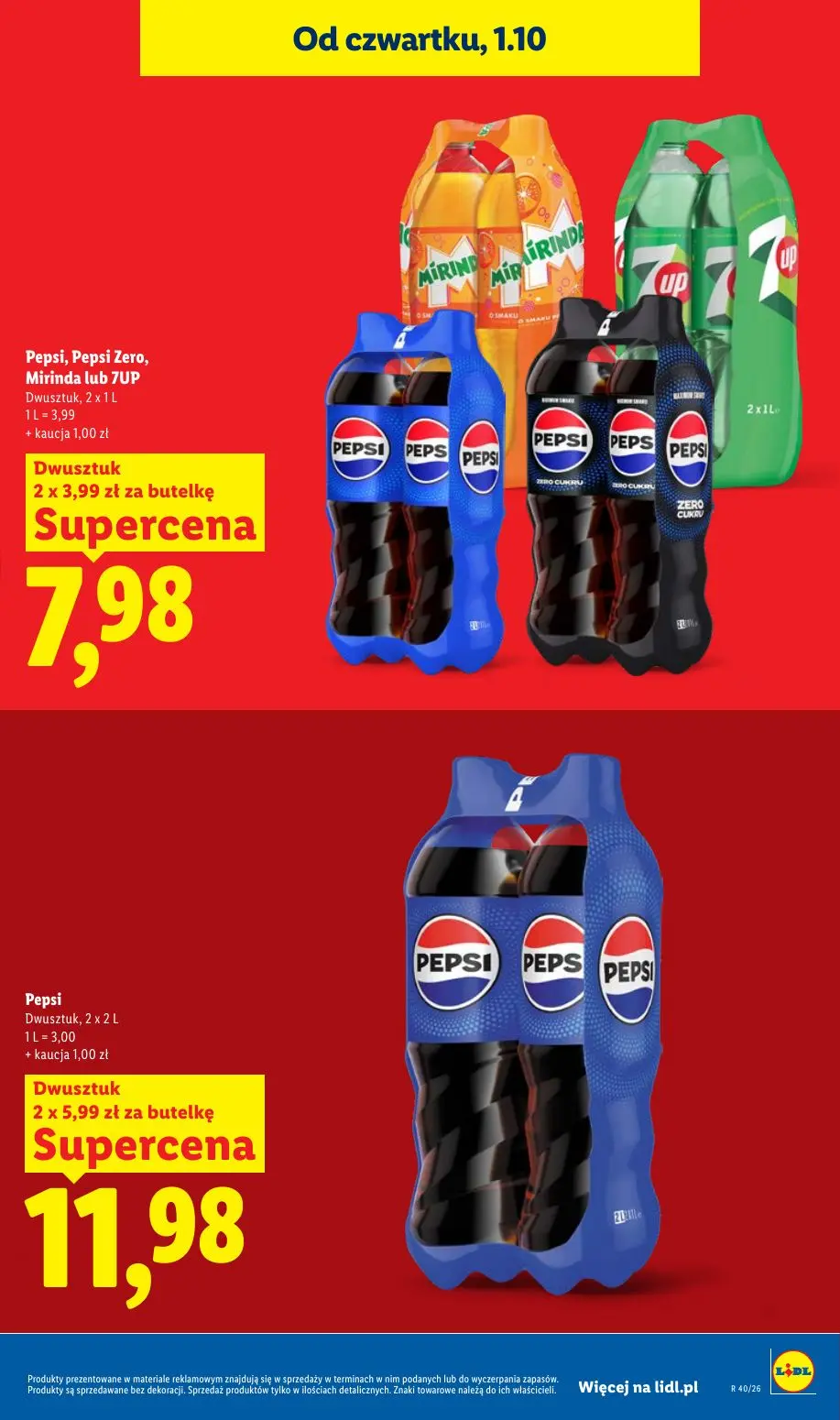 Lidl gazetka, strona 19 z 109 — Pepsi, Pepsi Zero, Mirinda lub 7UP, Pepsi