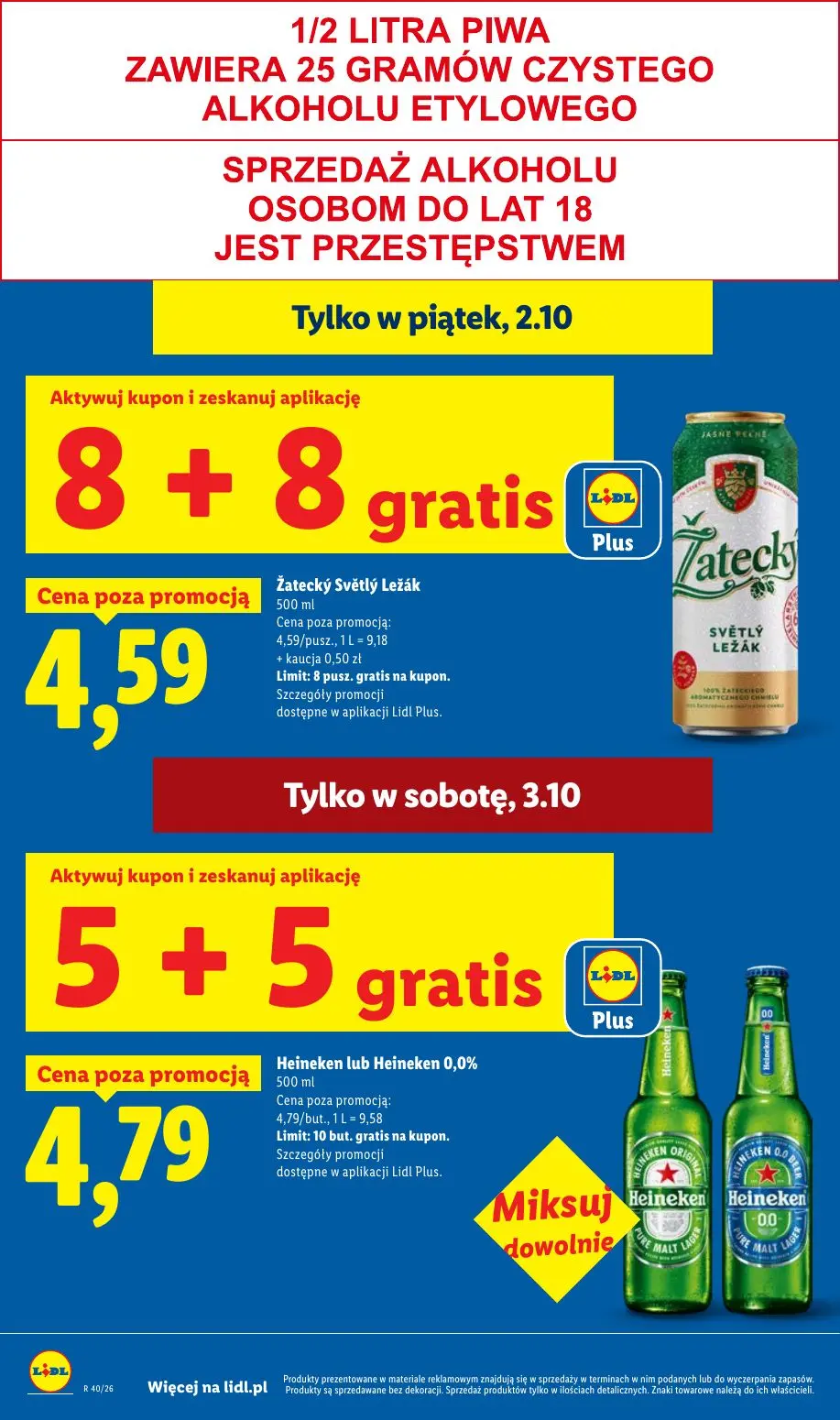 Lidl gazetka, strona 20 z 109 — Žatecký Světlý Ležák, Heineken lub Heineken 0,0%