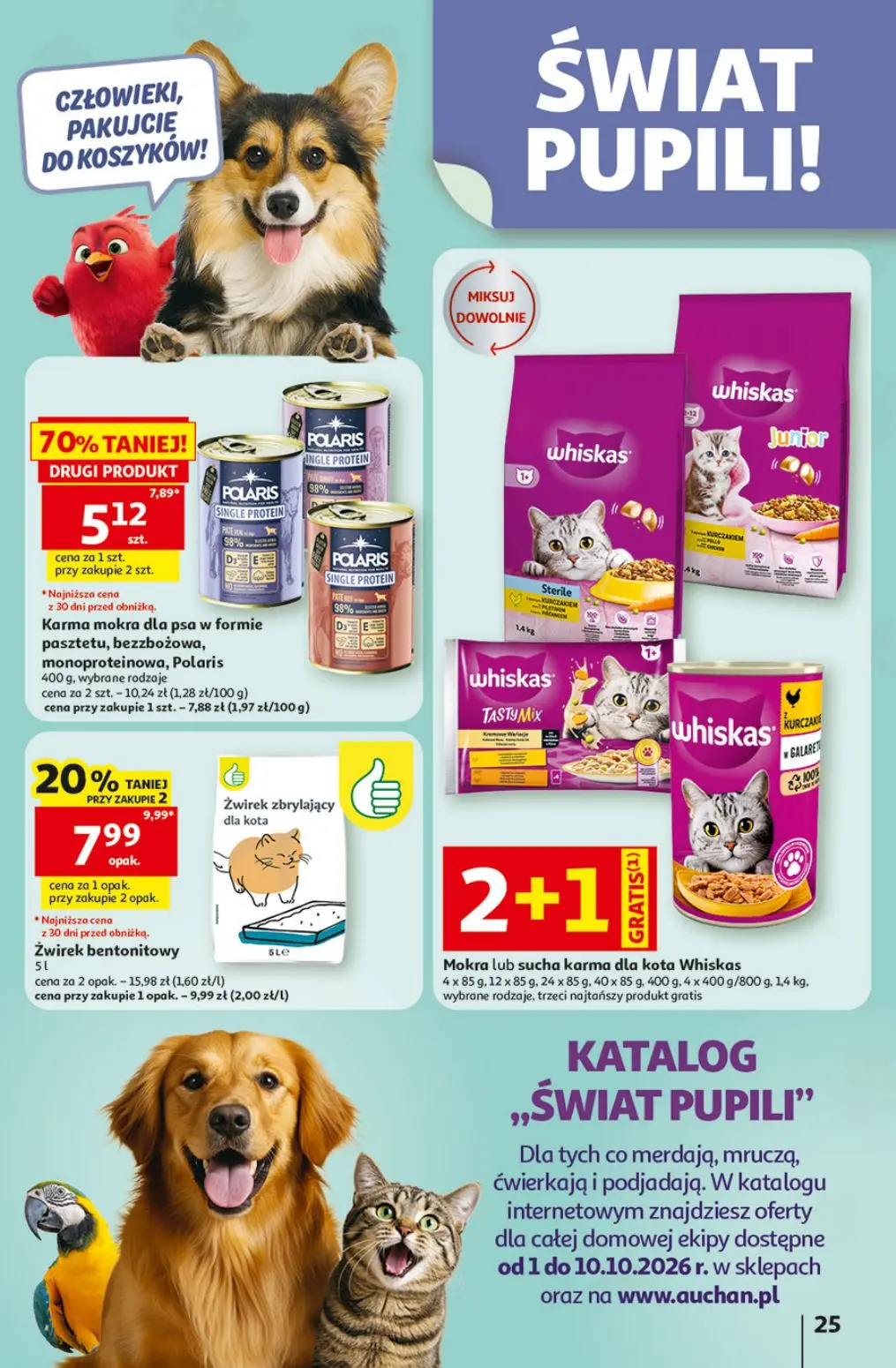 Auchan gazetka, strona 25 z 49 — Karma mokra dla psa w formie pasztetu, bezzbożowa, monoproteinowa, Polaris, Żwirek bentonit…