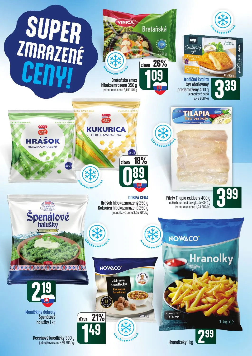 Coop Tempo leták, strana 27 z 62 — Pečeňové knedličky, Bretaňská zmes hlbokozmrazená, Hrášok hlbokozmrazený