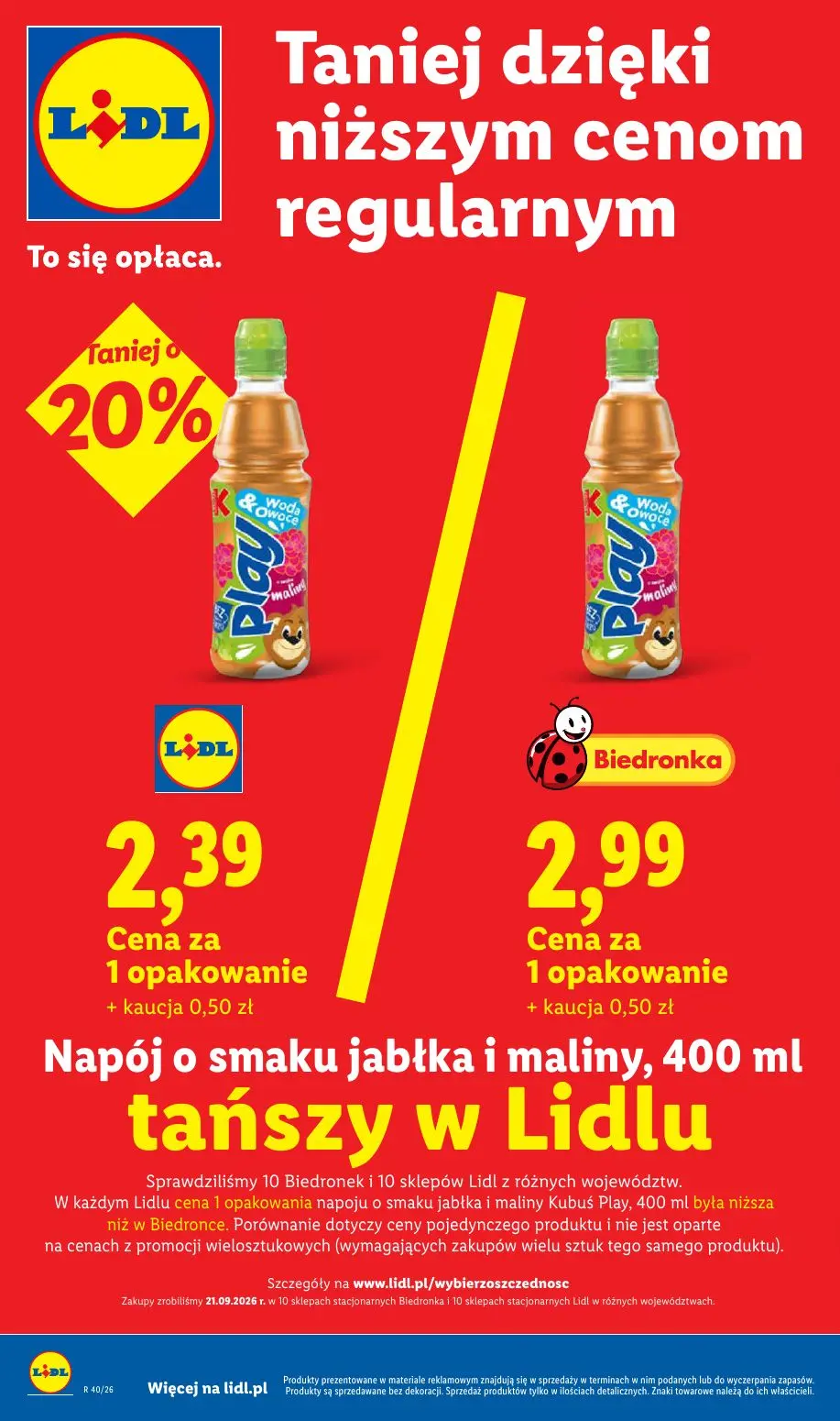 Lidl gazetka, strona 28 z 109 — Napój o smaku jabłka i maliny Kubuś Play, Napój o smaku jabłka i maliny Kubuś Play