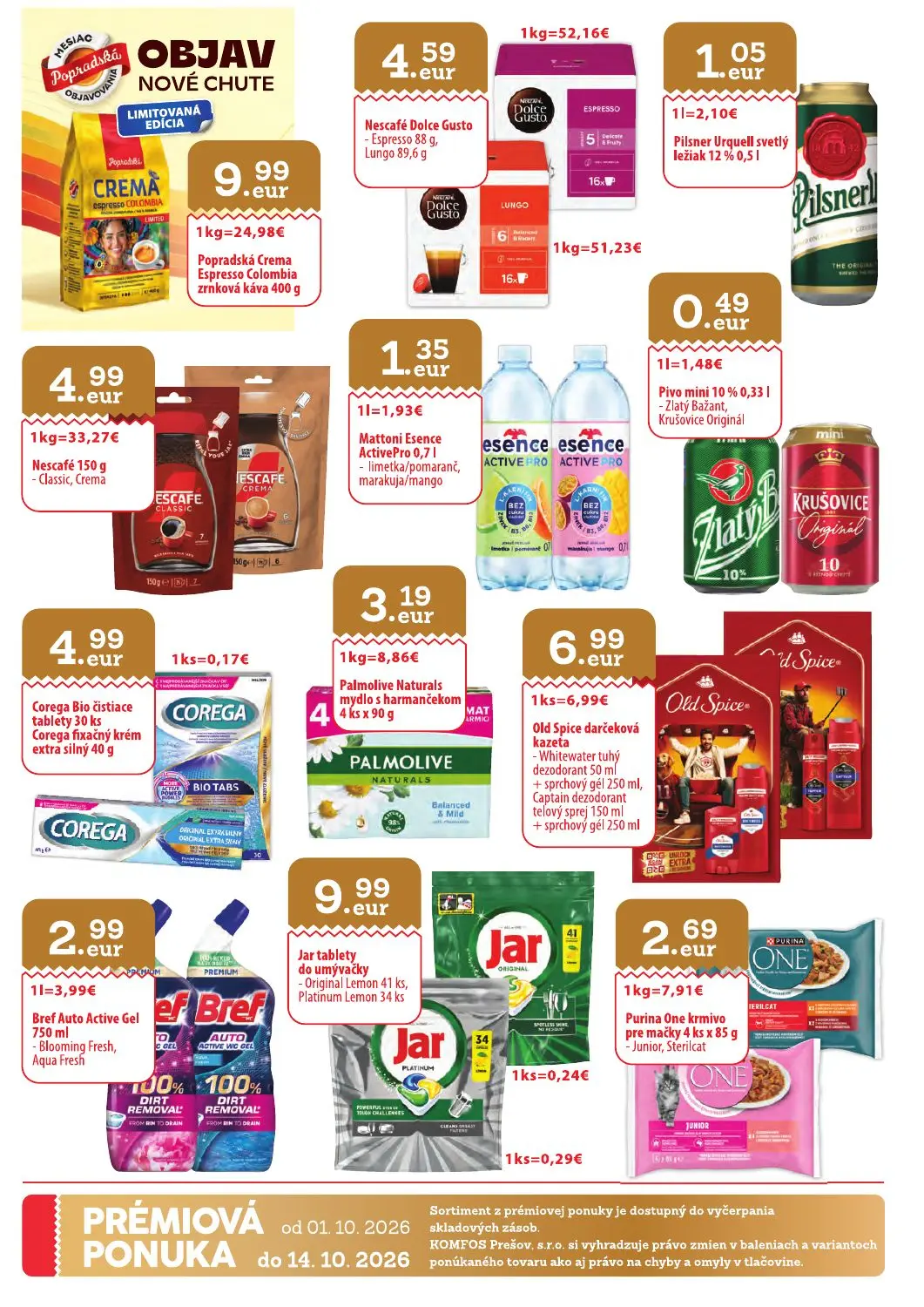Cba Komfos leták, strana 32 z 32 — Popradská Crema Espresso Colombia zrnková káva, Nescafé Dolce Gusto - Espresso, Nescafé D…