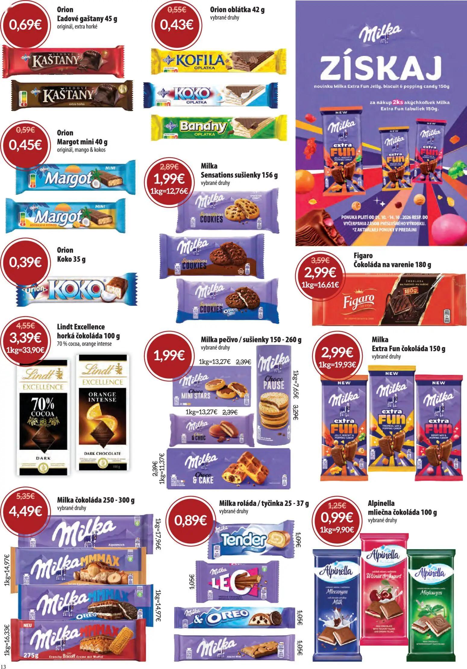 Nitrazdroj leták, strana 13 z 32 — Lindt Excellence horká čokoláda, Milka Sensations sušienky, Milka čokoláda