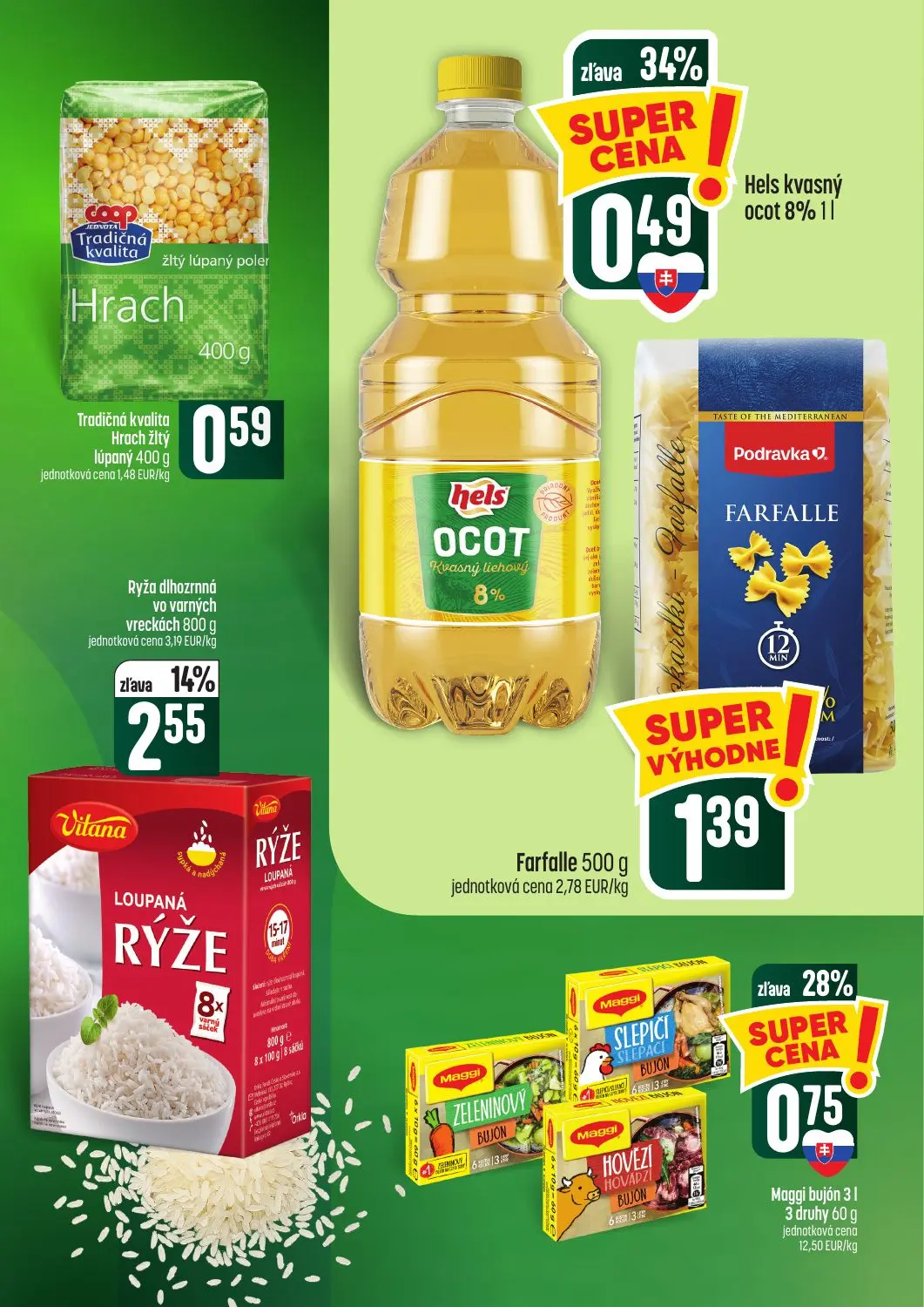 Coop Tempo leták, strana 33 z 62 — Ryža dlhozrnná vo varných vreckách, Maggi bujón 3 druhy, Hels kvasný ocot