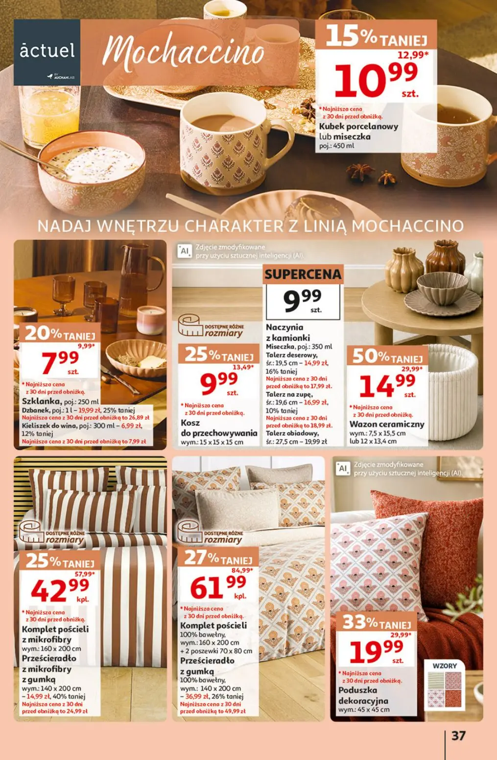 Auchan gazetka, strona 37 z 49 — Komplet pościeli 100% bawełny, Wazon ceramiczny, Komplet pościeli z mikrofibry