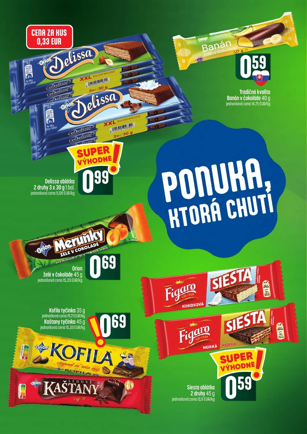 Coop Tempo leták, strana 38 z 62 — Delissa oblátka, Banán v čokoláde, Orion želé v čokoláde