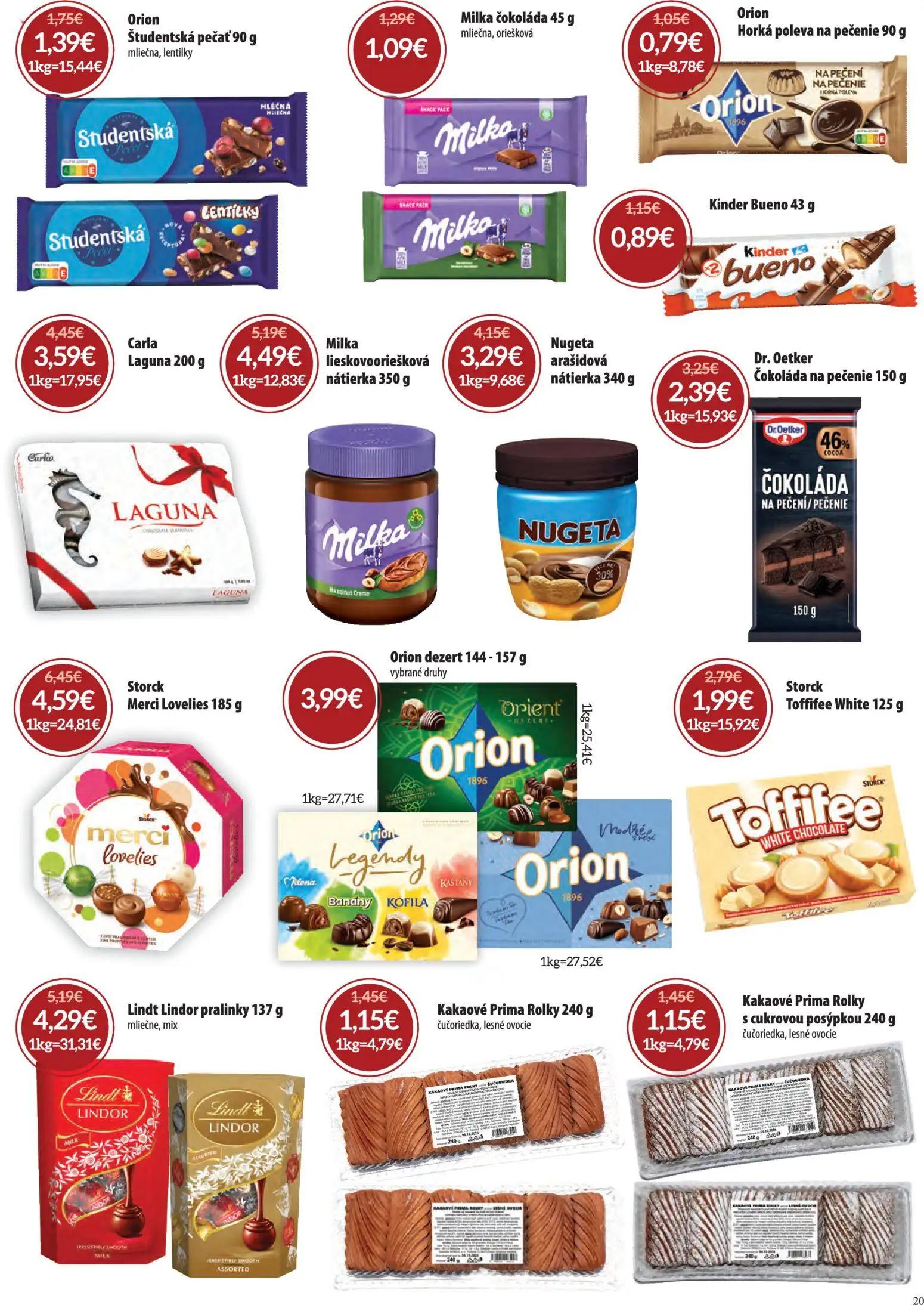 Nitrazdroj leták, strana 20 z 32 — Storck Merci Lovelies, Lindt Lindor pralinky mliečne, mix, Carla Laguna
