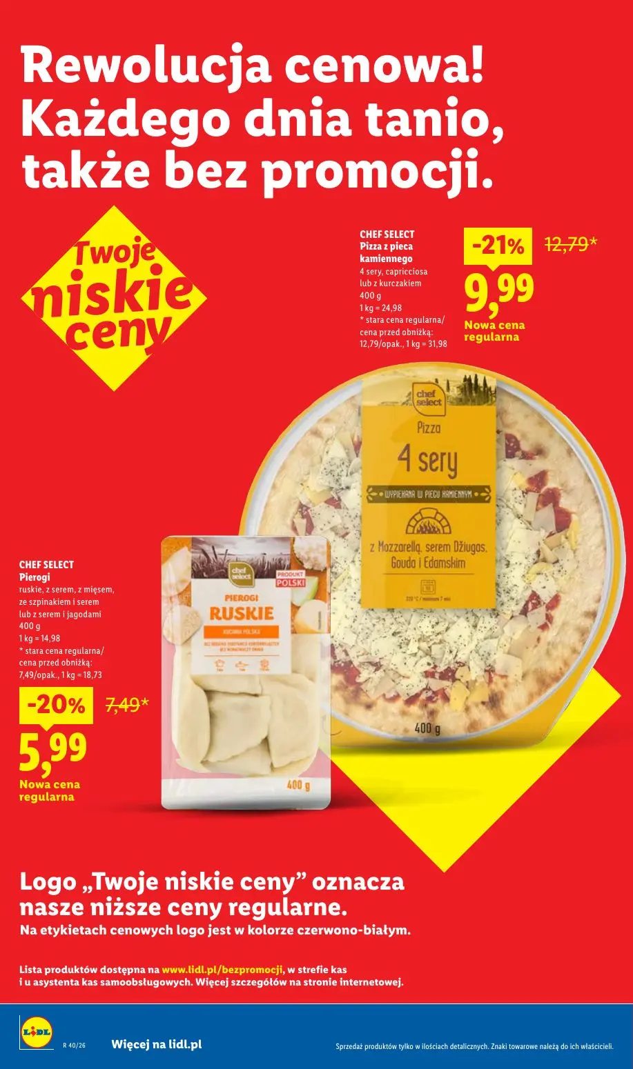Lidl gazetka, strona 40 z 109 — CHEF SELECT Pizza z pieca kamiennego 4 sery, capricciosa lub z kurczakiem, CHEF SELECT Piero…