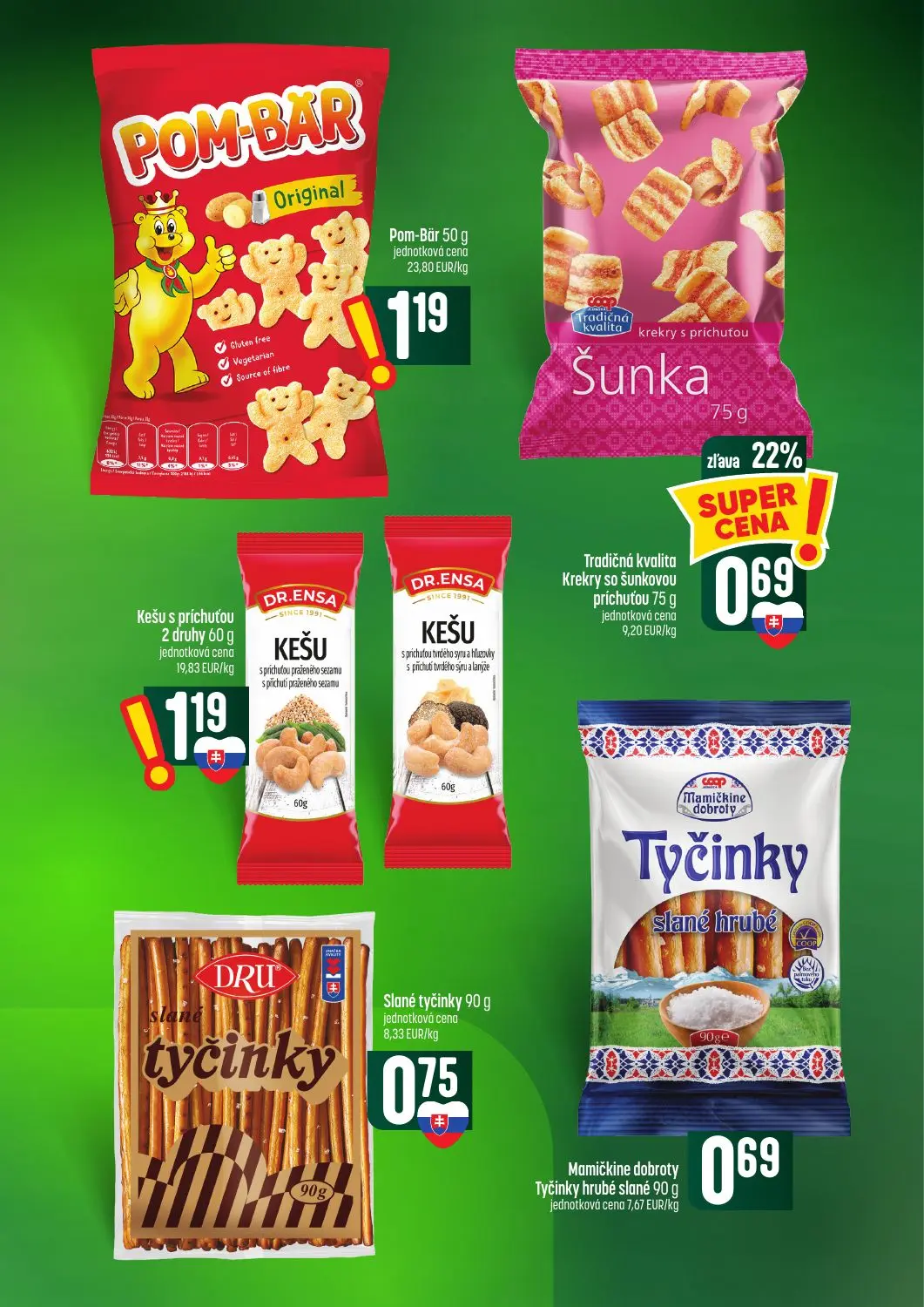 Coop Tempo leták, strana 43 z 62 — Šunka Krekry, Pom-Bär, KEŠU s príchuťou