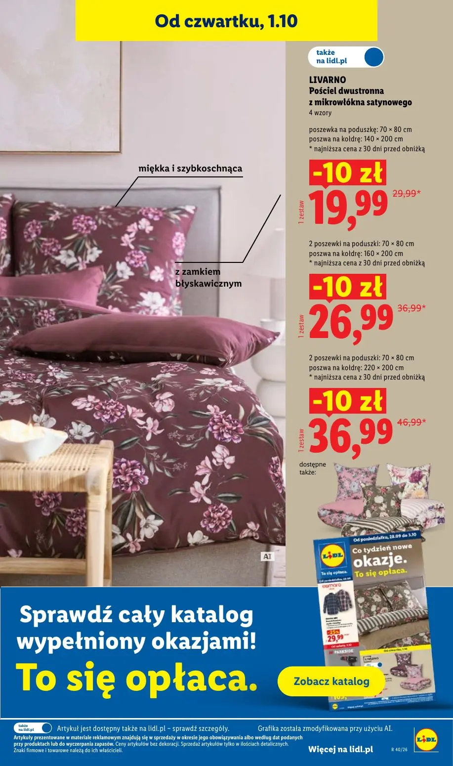 Lidl gazetka, strona 43 z 109 — LIVARNO Pościel dwustronna z mikrowłókna satynowego, LIVARNO Pościel dwustronna z mikrowłókn…