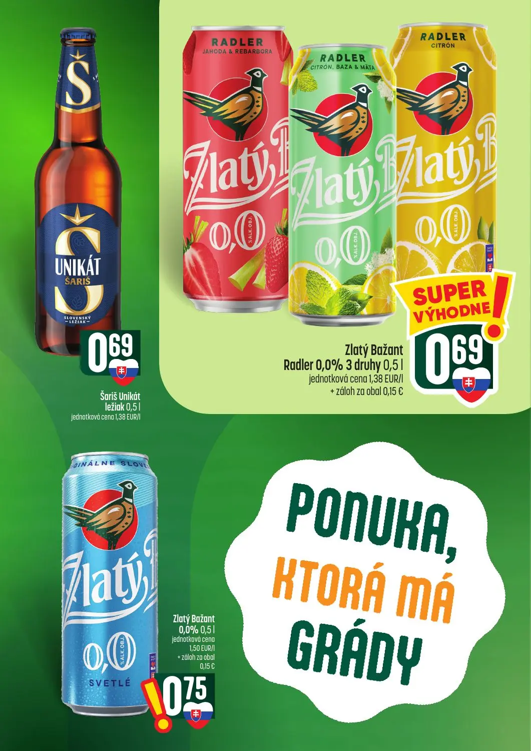 Coop Tempo leták, strana 51 z 62 — Šariš Unikát ležiak, Zlatý Bažant Radler JAHODA & REBARBORA, Zlatý Bažant Radler CITRÓN, …