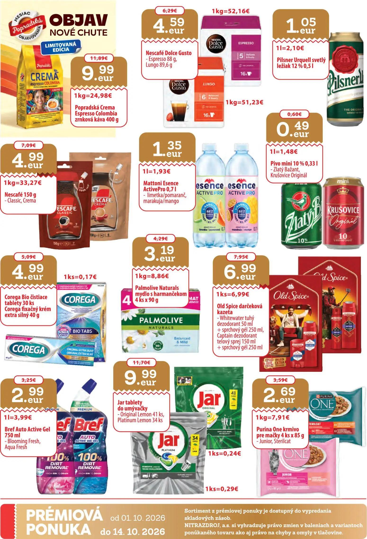 Nitrazdroj leták, strana 32 z 32 — Nescafé 150 g - Classic, Crema, Popradská Crema Espresso Colombia zrnková káva 400 g, Jar…