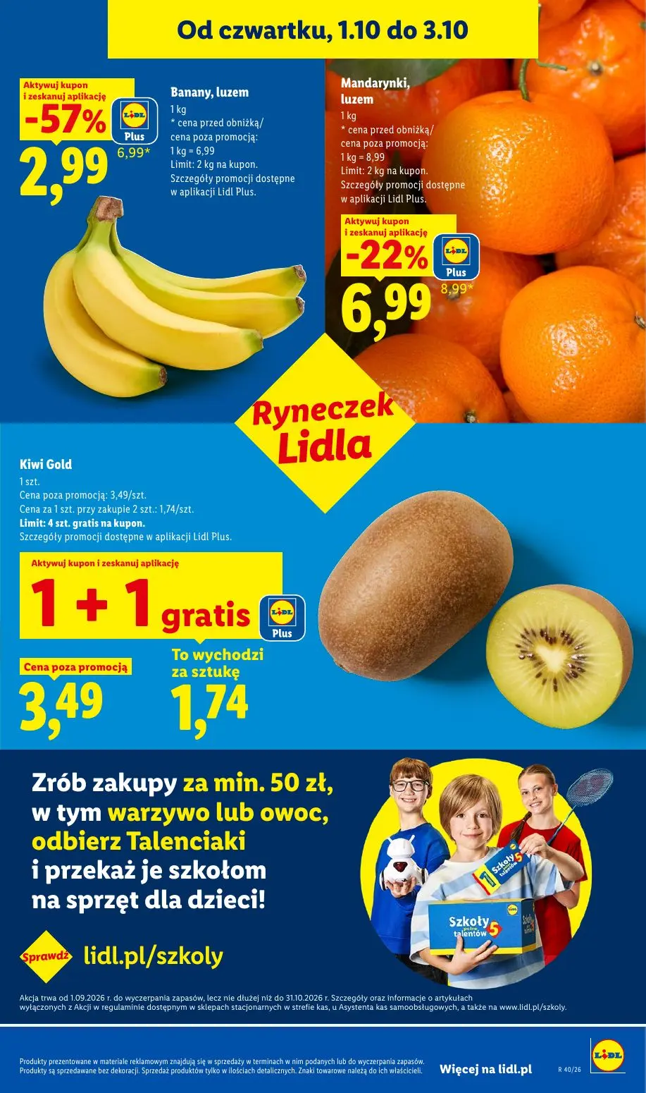 Lidl gazetka, strona 51 z 109 — Banany, luzem, Mandarynki, luzem, Kiwi Gold
