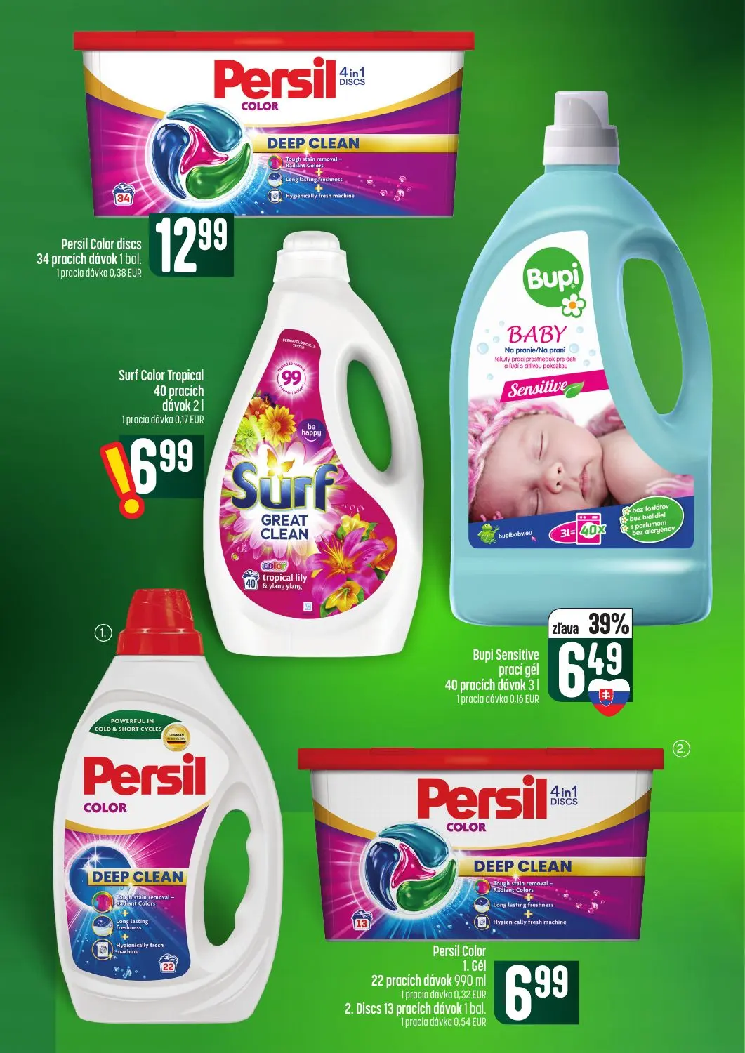 Coop Tempo leták, strana 54 z 62 — Bupi Sensitive prací gél, Persil Color discs, Surf Color Tropical