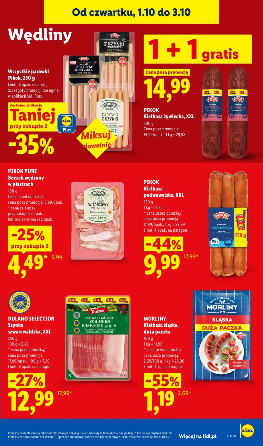 Lidl gazetka, strona 57 z 109 — PIKOK Kiełbasa podwawelska, XXL, DULANO SELECTION Szynka szwarcwaldzka, XXL, PIKOK PURE Bocz…